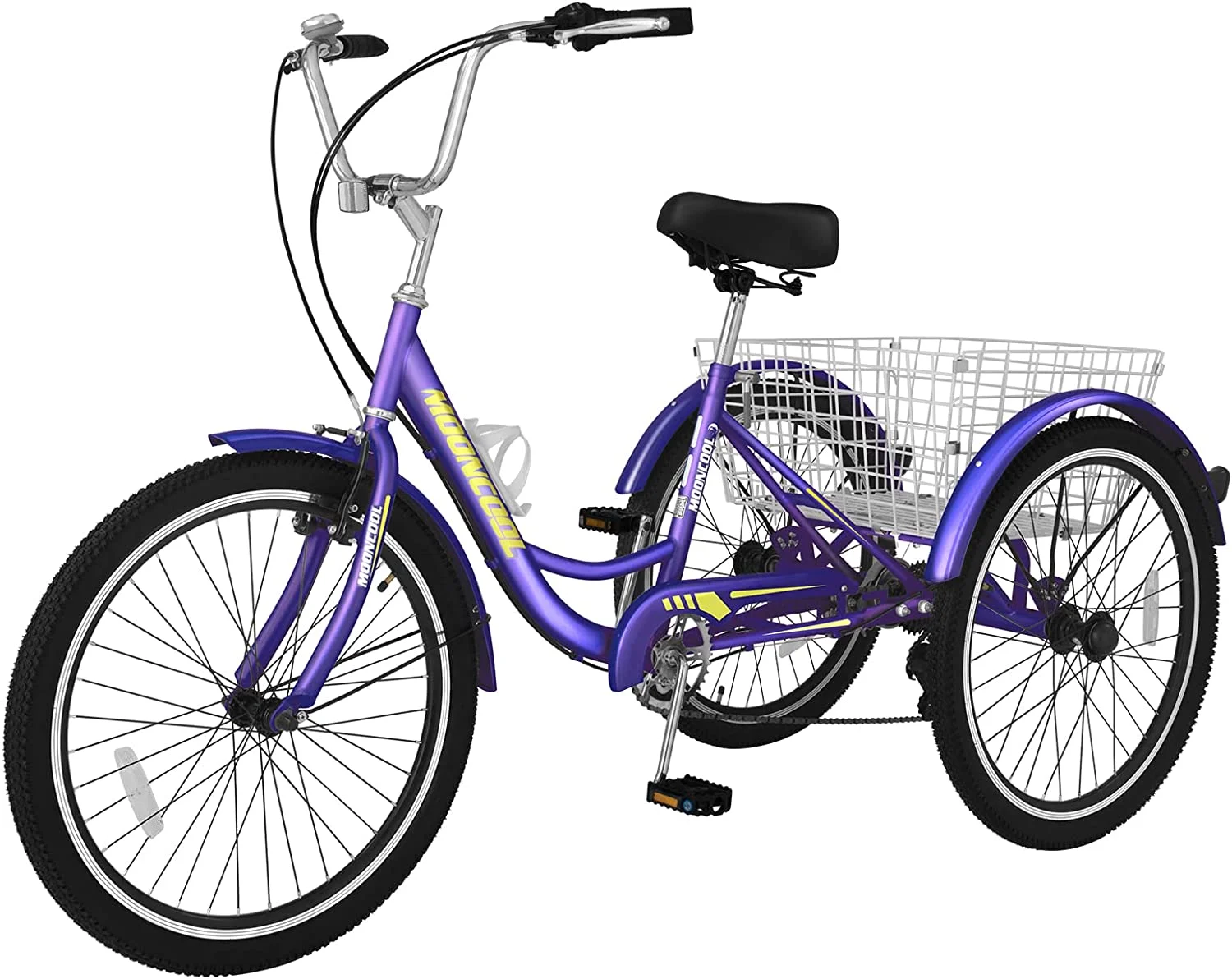 ABORON 20 inch 7 Speed Adult Folding Tricycles , 3-Wheels Cruiser Bike with Basket, Trikes for Women, Men, Seniors,Adult