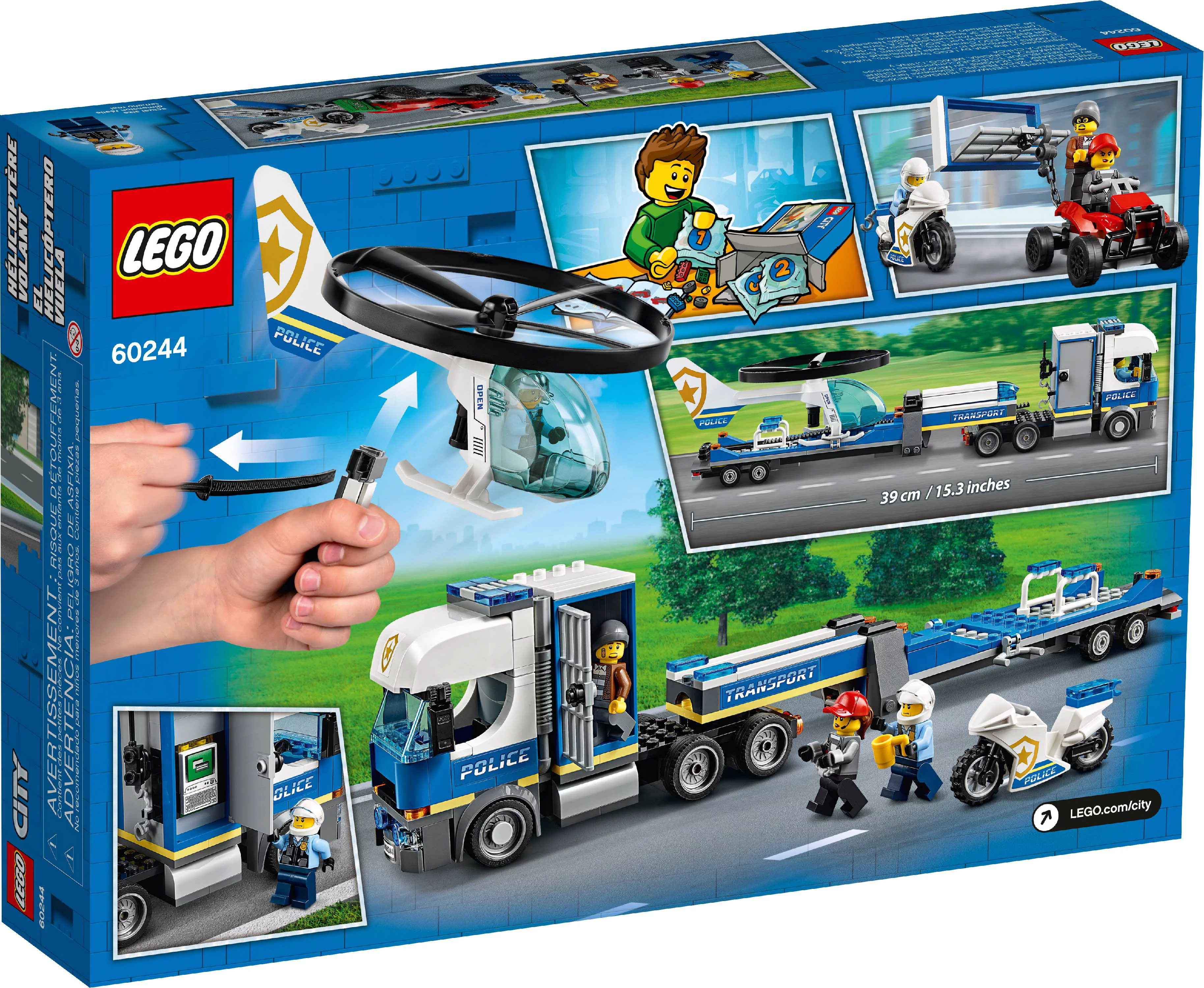 LEGO City Police Helicopter Transport 60244 Building Set for Kids (317 Pieces)