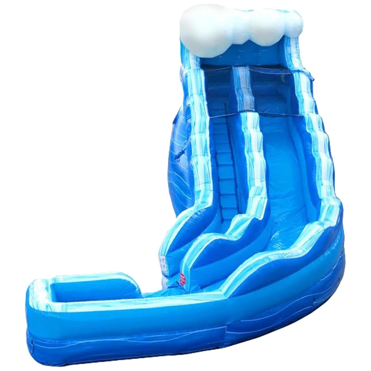 TentandTable Commercial Inflatable Water Slide, Blue Marble Wave Curved with Blower, 17 ft