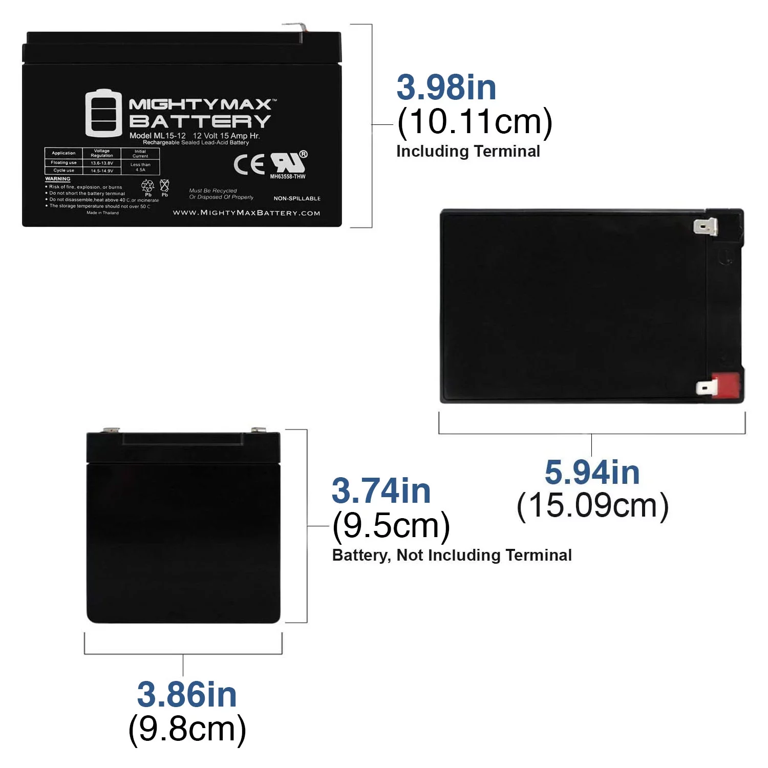 12V 15AH F2 Replacement Battery for Optima Digital 1200