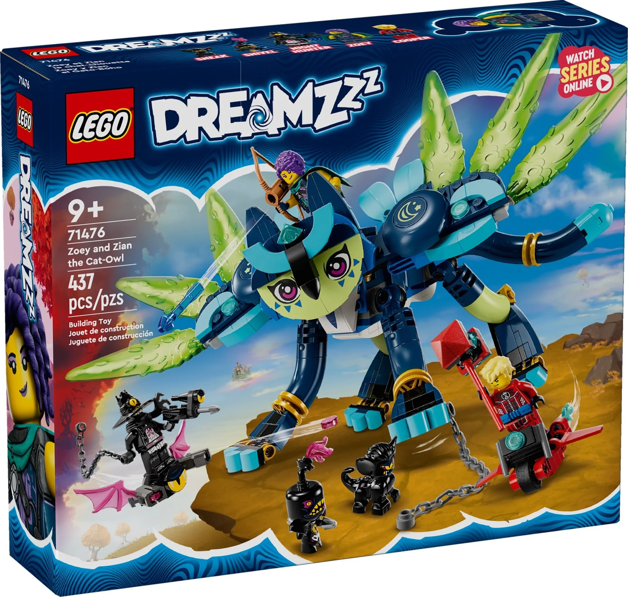 LEGO DREAMZzz Zoey and Zian the Cat-Owl, TV Show Inspired Animal Toy Building Set for Kids, Toy for Girls and Boys Ages 9 Years Old and Up, 71476