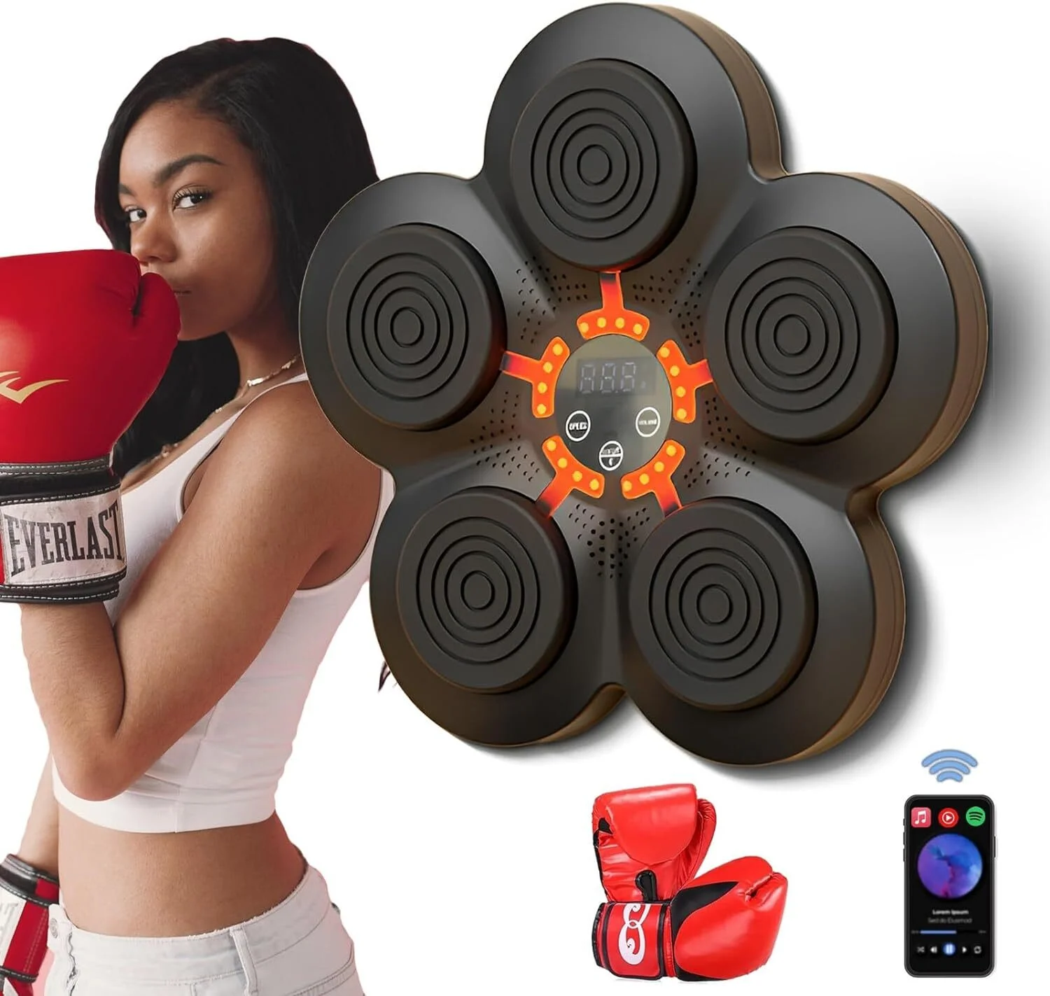 Chalkart Smart Music Boxing Machine with Boxing Gloves, Wall Mounted Bluetooth Music Boxing Training Punching for Home, Indoor and Gym