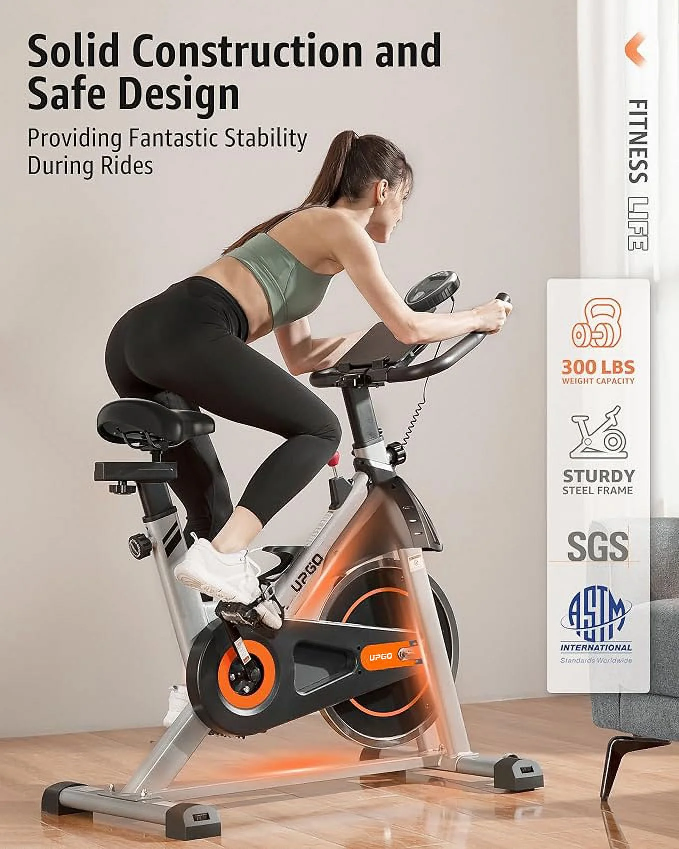 UPGO Indoor Cycling Bike Stationary Exercise Bike Cycle Bike with Ipad Mount & Comfortable Seat Cushion