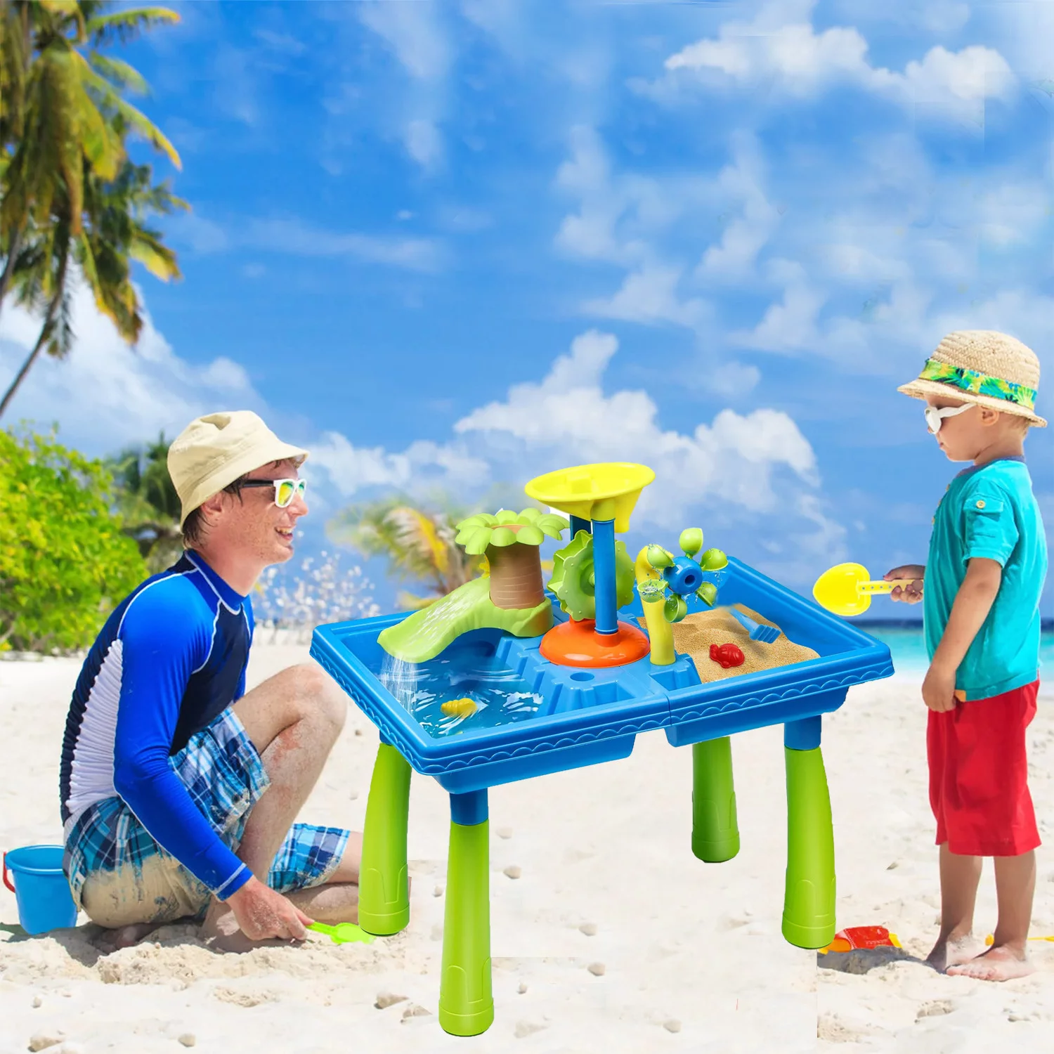 Elegant Choise Water Tables for Toddlers Outdoor Sand Toys 1-4 Year Old, 38Pcs Set