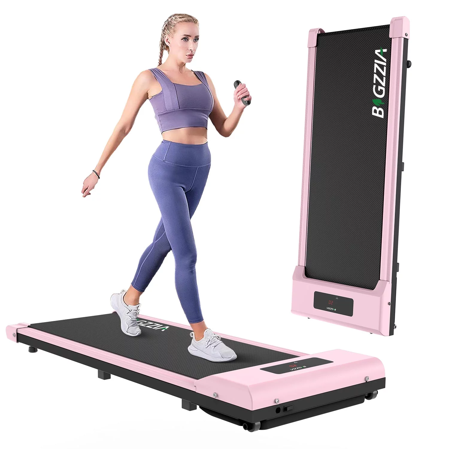 Bigzzia Walking Pad, 2 in 1 Under Desk Treadmill with Remote Control and LCD Display, Compact Treadmill for Home & Office, Silver