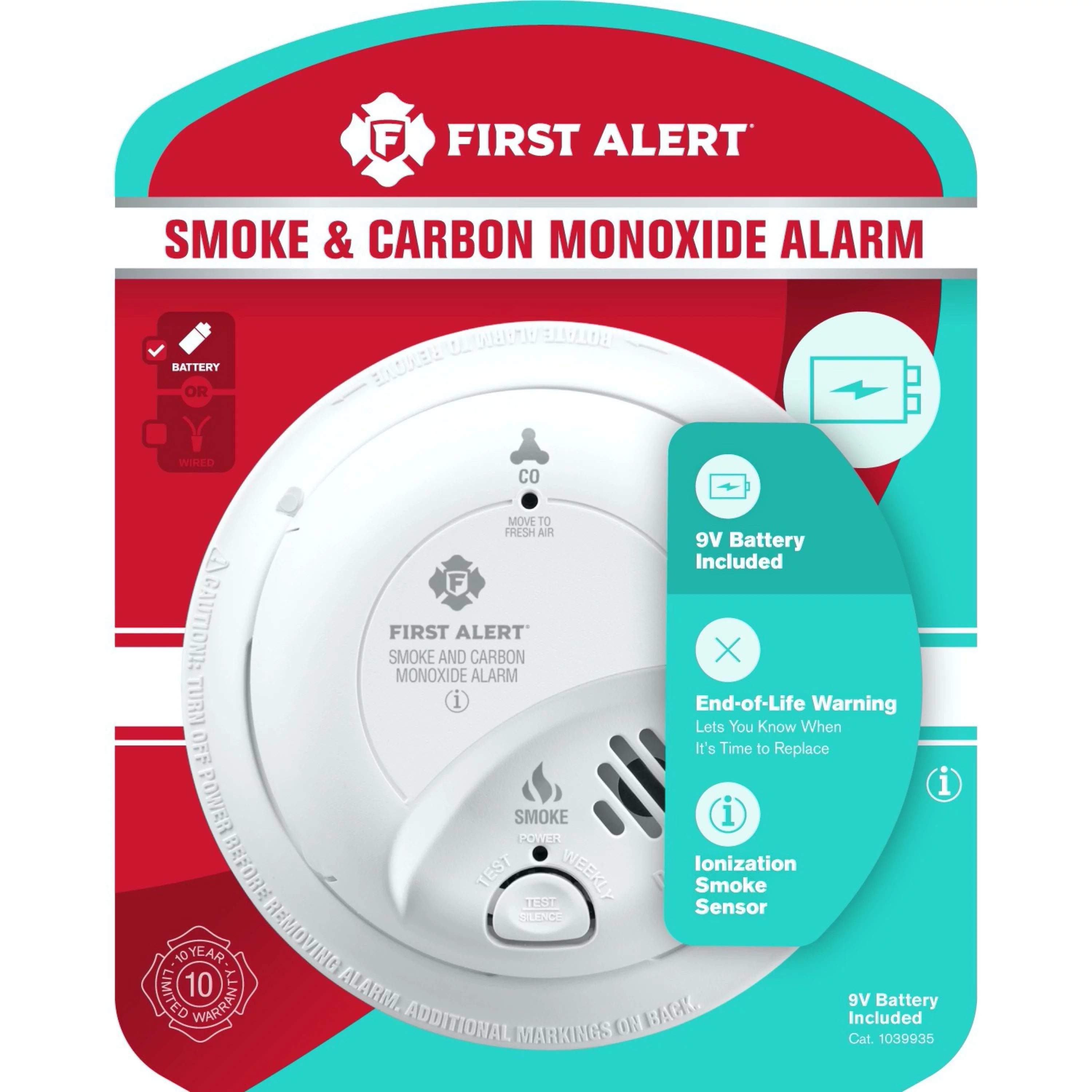 First Alert BRK SCO2B Smoke and Carbon Monoxide (CO) Detector with 9V Battery