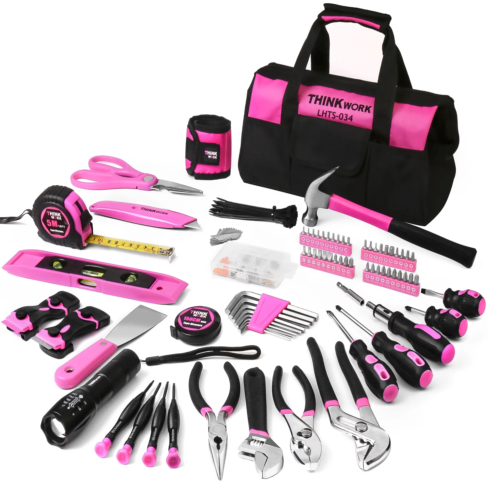 Pink Tool Set – 207 Piece Lady’s Portable Home Repairing Tool Kit made from THINKWORK TW6075