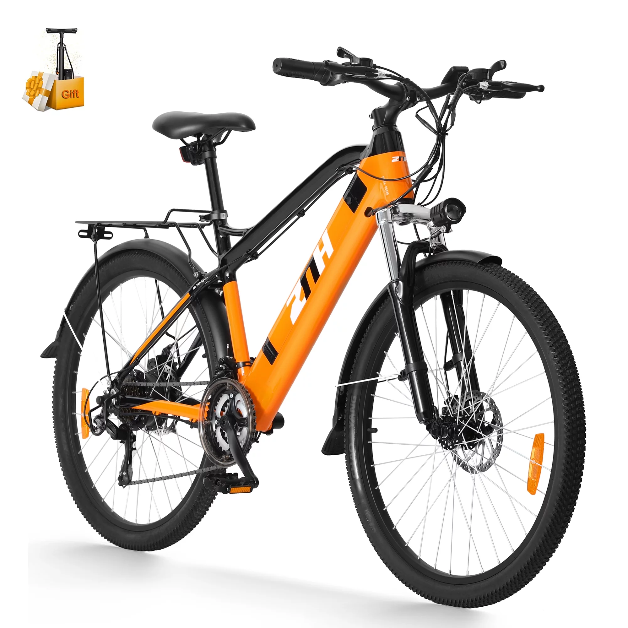 ZNH Electric Bike Adult 350W Electric Bicycles for Women Men 26″ Orange Mountain Ebike Shimano 21 Speed 36V 10Ah Battery