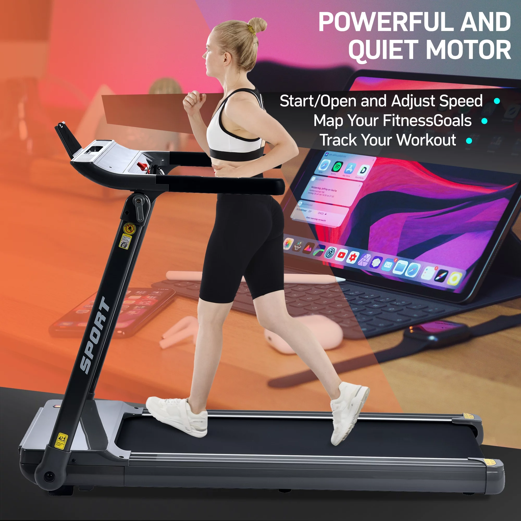 Zechuan Treadmill with 330lb Capacity, 3.5 Hp. Folding Treadmill for Home and Office Workout