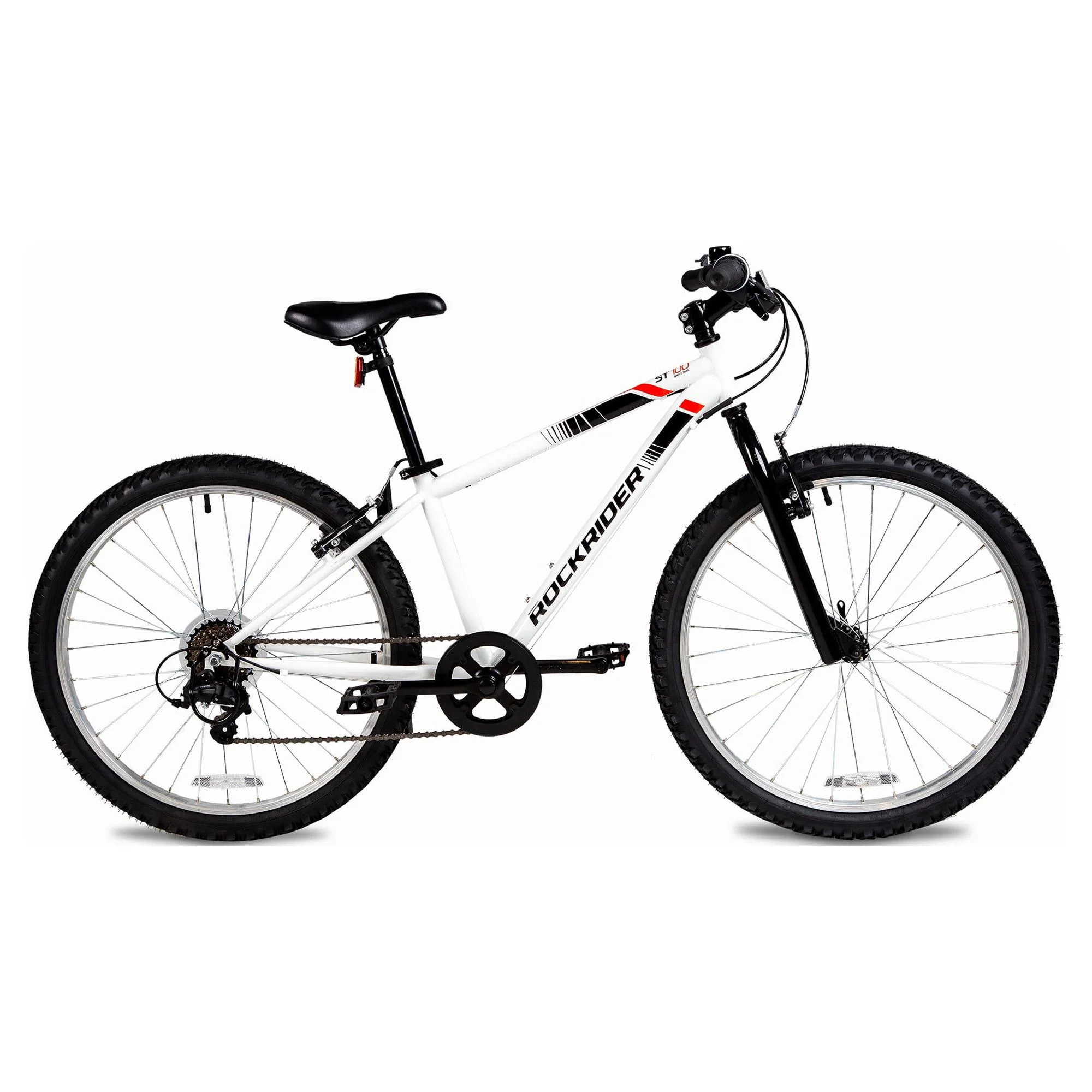 Decathlon Rock Rider ST100, 24″ Kids Mountain Bike, 4’5″ to 4’11”, White