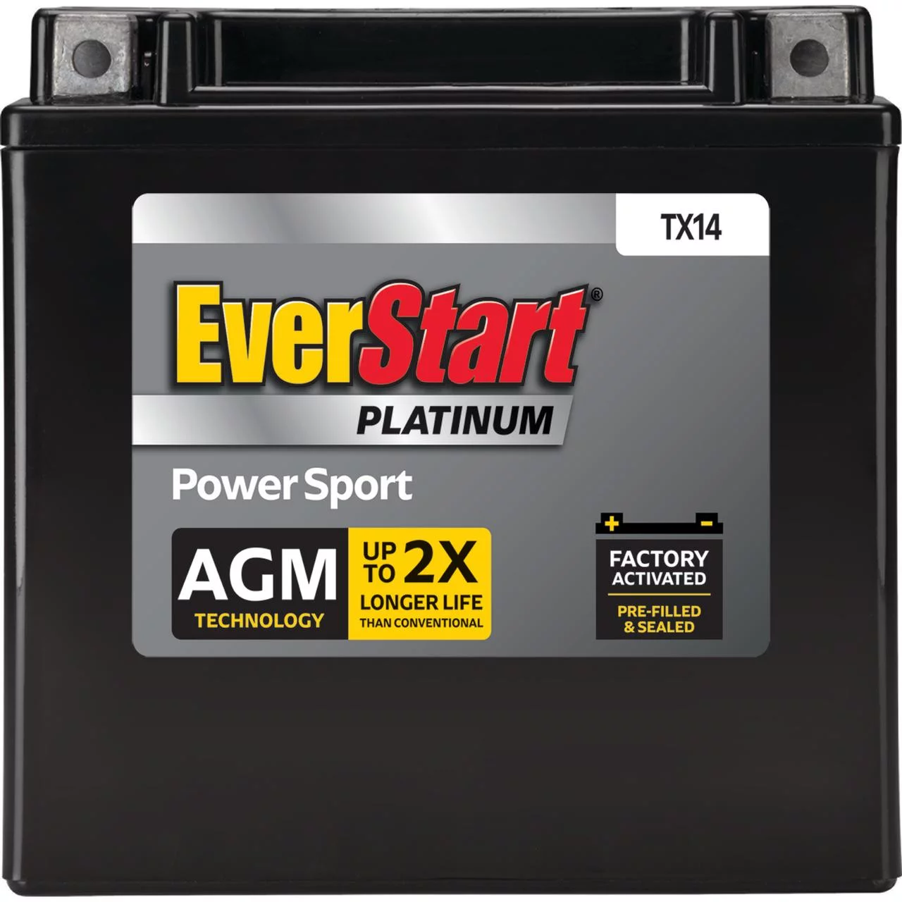 EverStart Premium BOXED AGM Power Sport Battery, Group Size TX14 12 Volt, 200 CCA