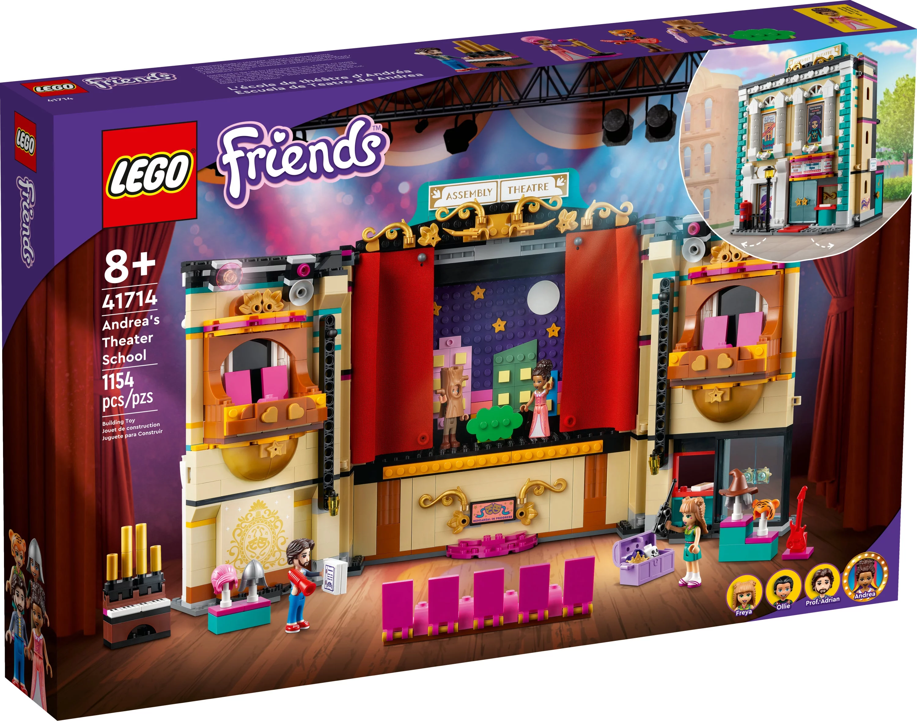 LEGO Friends Andrea’s Theater School Playset, 41714 Creative Toy, Gift Idea for Kids, Girls and Boys 8 Plus Years Old with 4 Mini-Dolls and Props Accessories