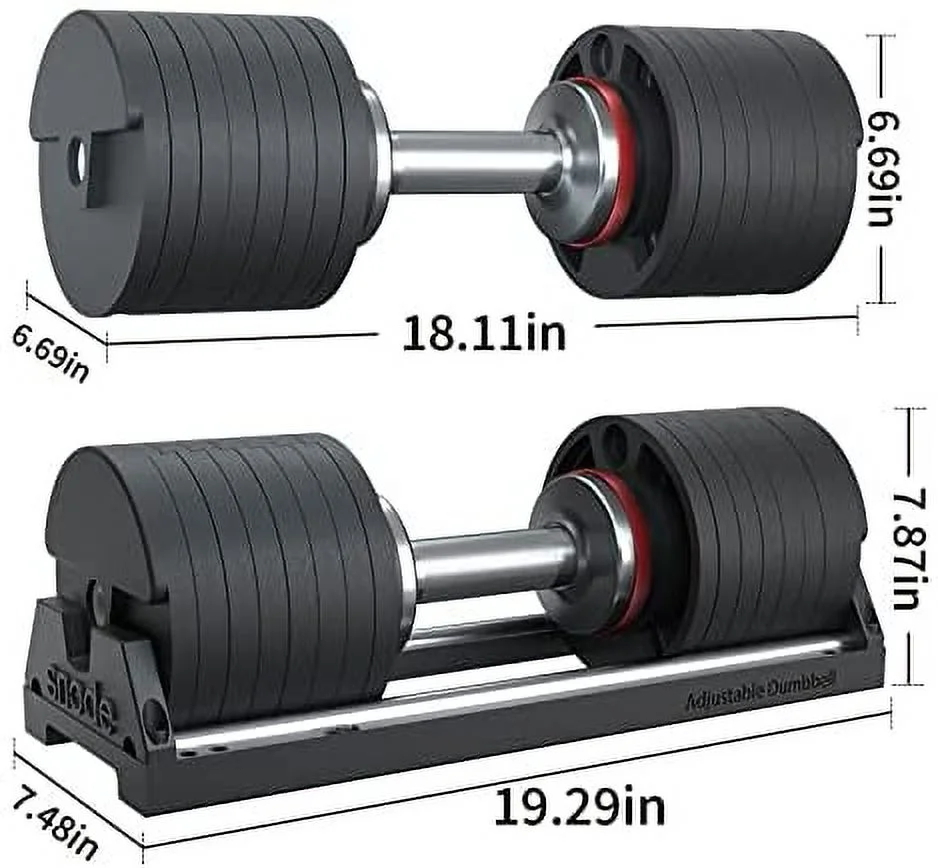 Snode 80 lbs Quick Adjustable Dumbbell Set of 2, Cast Iron Plates and Cradle, Drop Proof Design