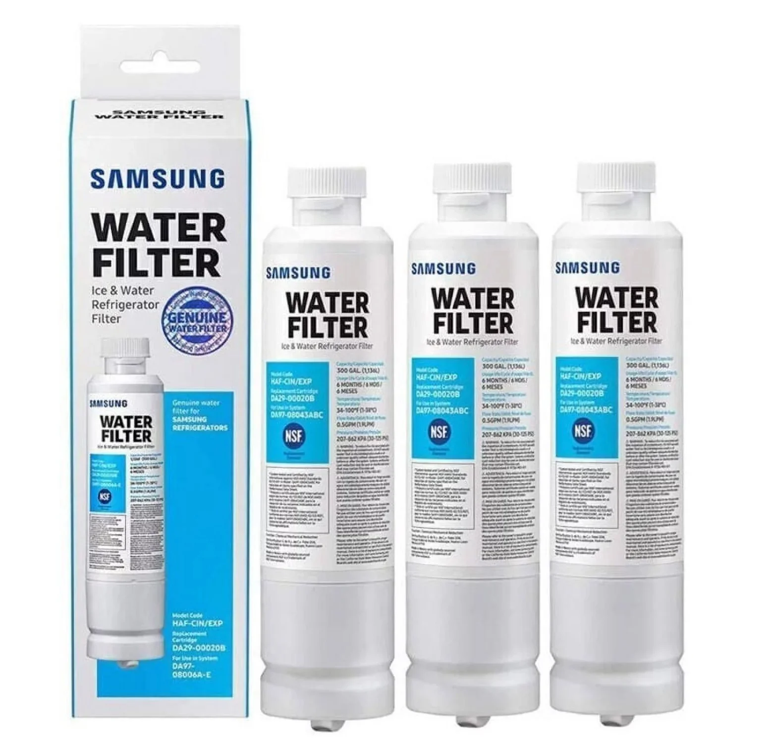 3 Pack DA29-00020B Refrigerator Water Filter, Compatible with Samsung Refrigerator Water Filter