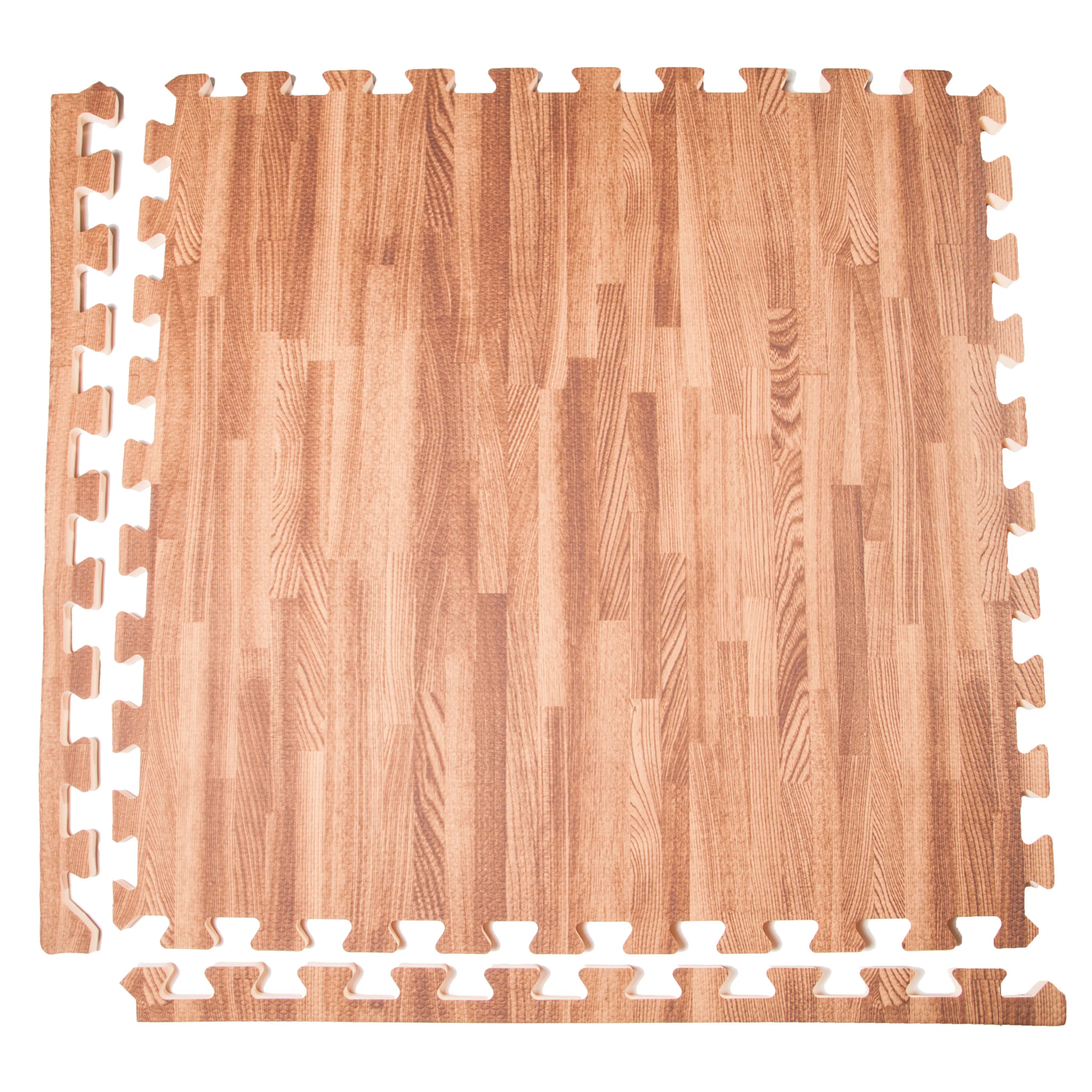 FlooringInc Premium 5/8″ Thick Soft Wood Interlocking Foam Tiles, Yoga, Kids Play Mat, 2’x2′, 36 Pack, 144 Sq/Ft, Light Oak