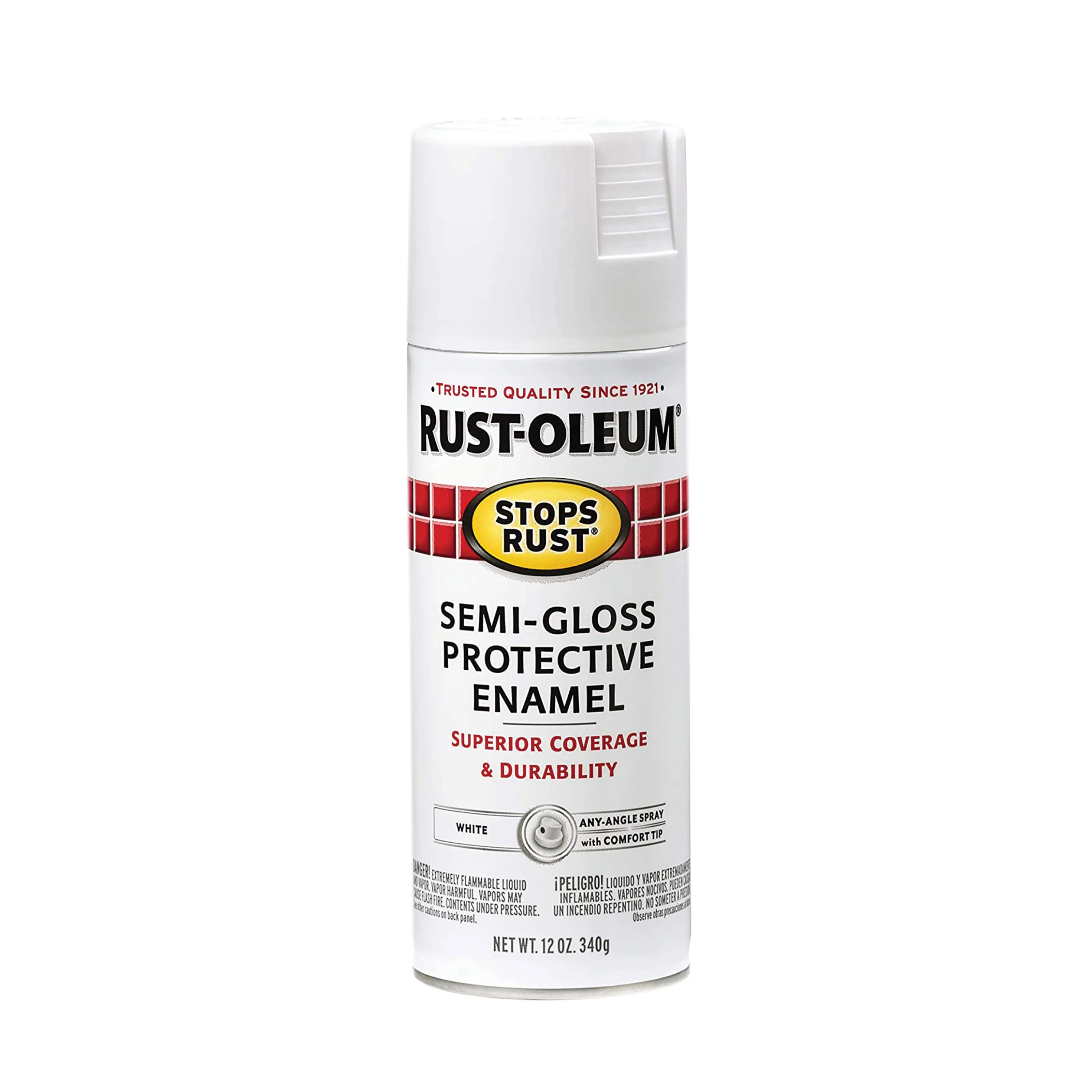 White, Rust-Oleum Stops Rust Semi-Gloss Protective Enamel Spray Paint-7797830, 12 oz