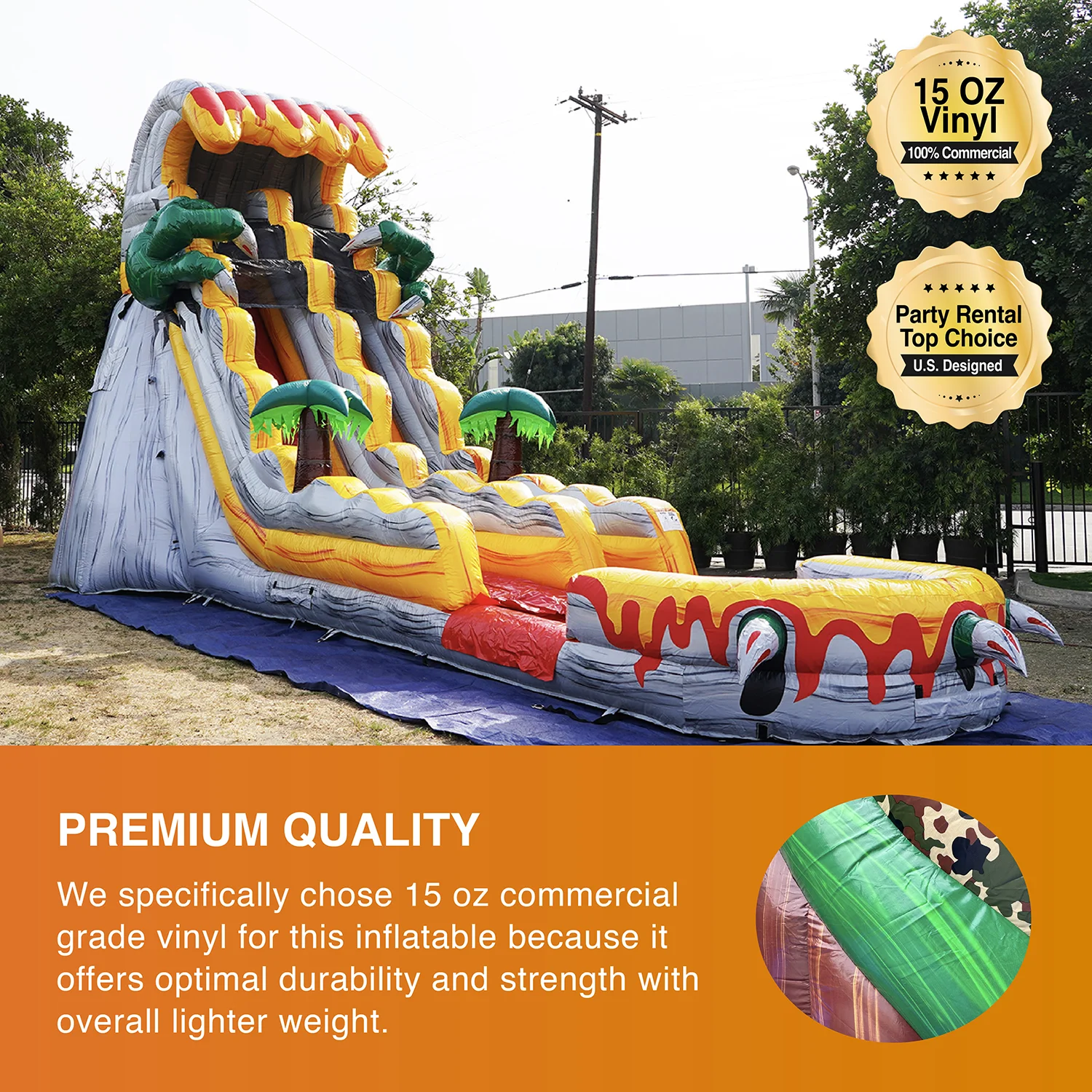 JumpOrange Commercial Grade Water Slide with Pool for Kids and Adults (with Blower), T-Rex Theme