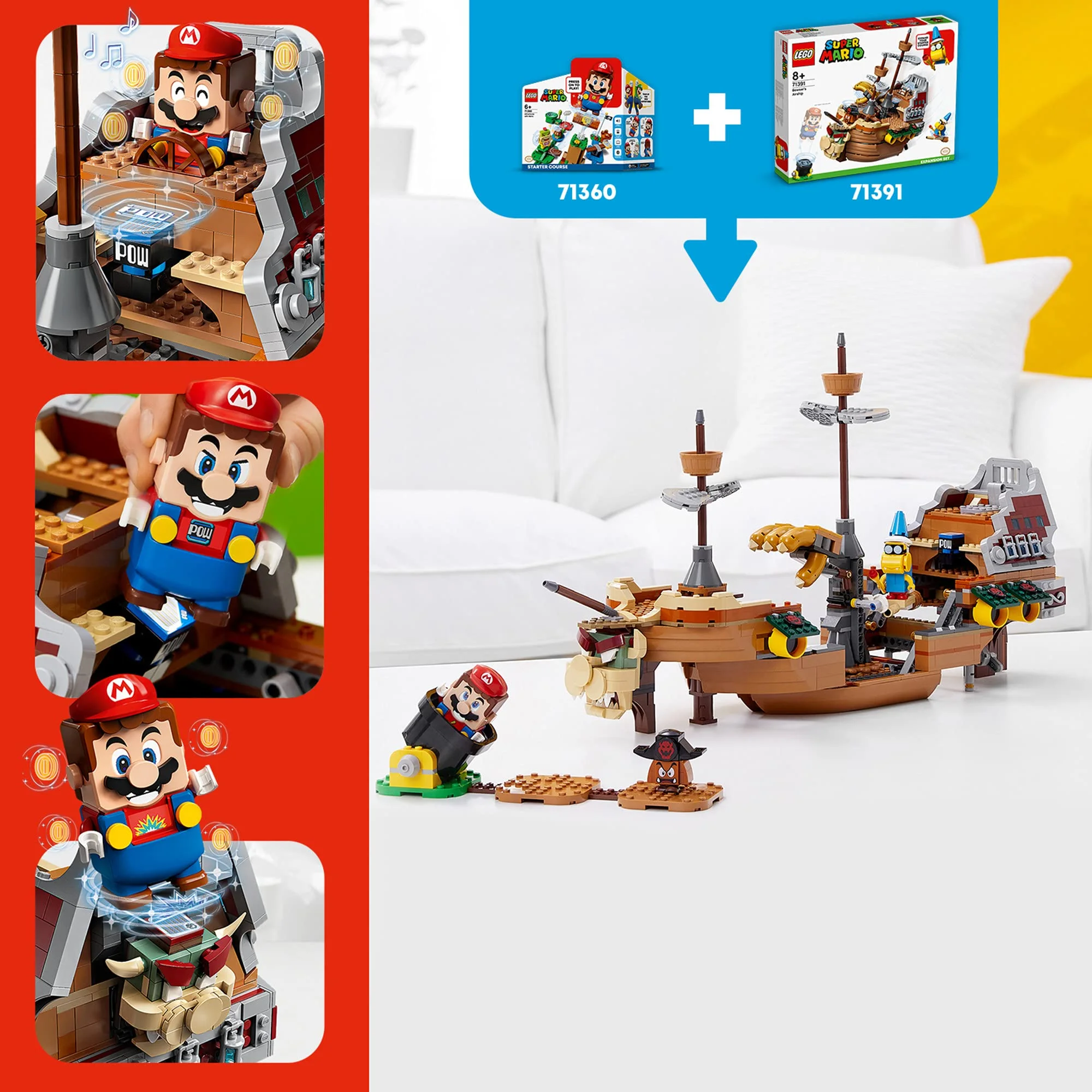 LEGO Super Mario Bowser?s Airship Expansion Set 71391 Building Kit; Collectible Build-Display-and-Play Toy for Kids, New 2021 (1,152 Pieces)