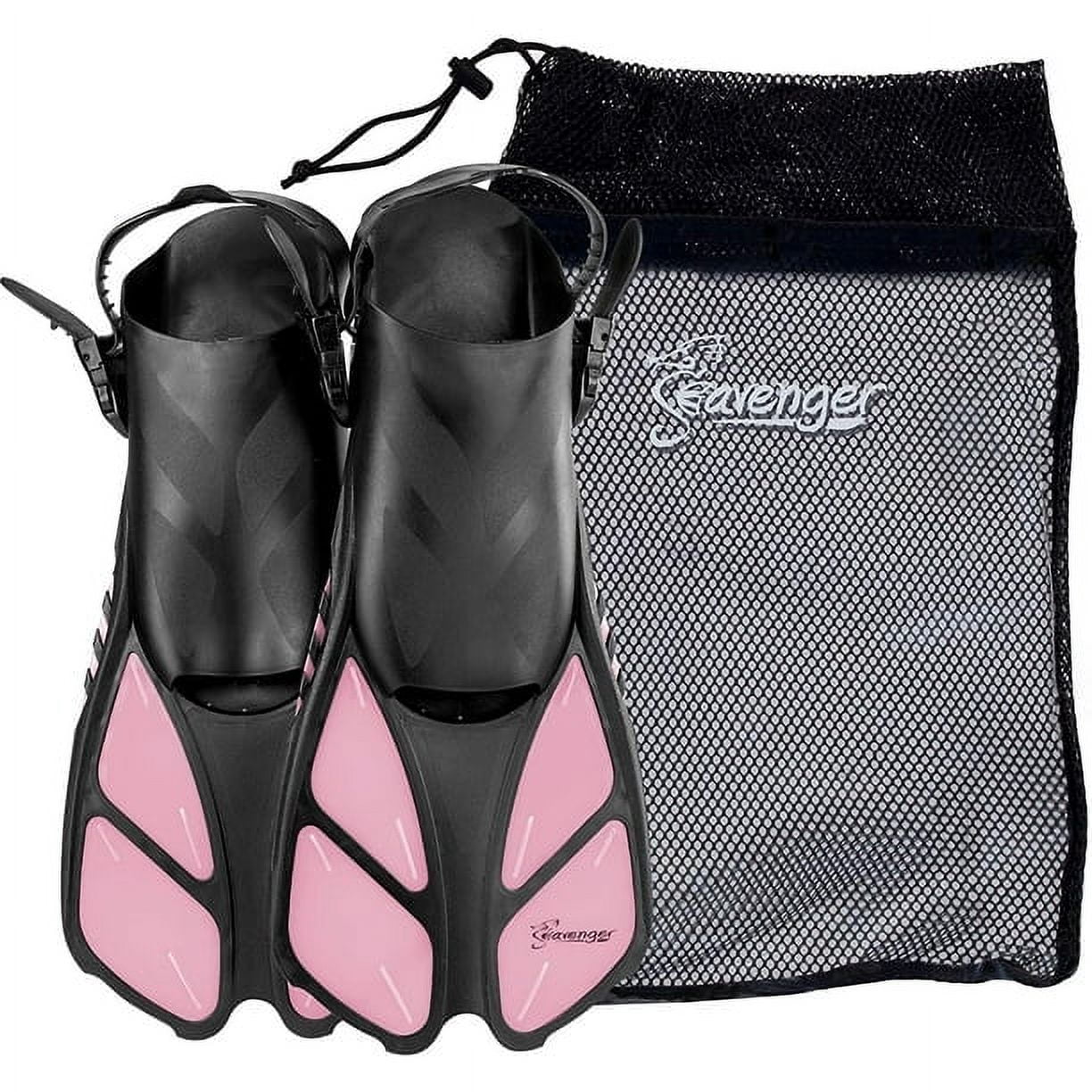 Seavenger Torpedo Swim Fins | Travel Size | Snorkeling Flippers With Mesh Bag For Women, Men And Kids (Dodger Blue, S/M)