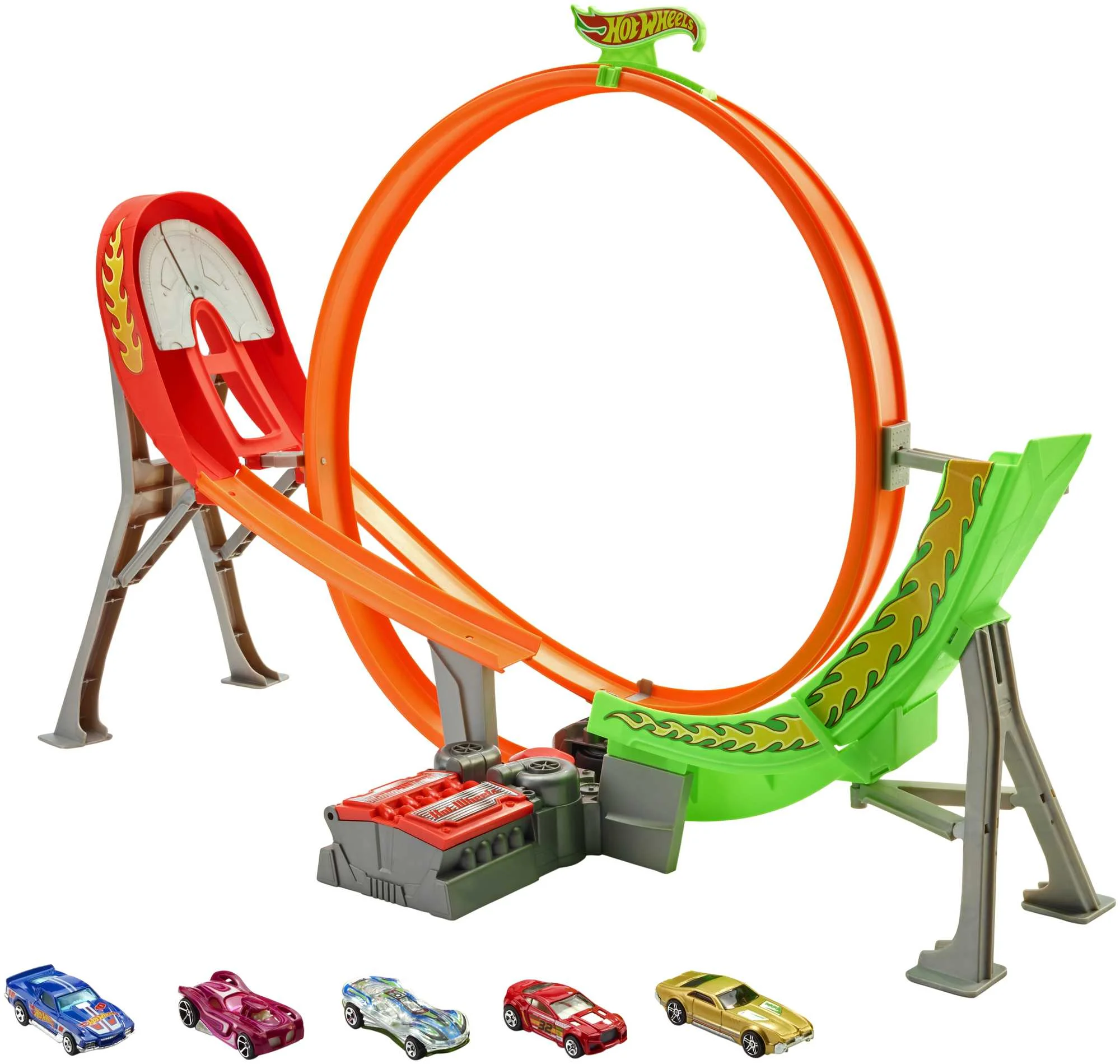 Hot Wheels Action Power Shift Motorized Raceway Track Set, Includes 5 Cars in 1:64 Scale