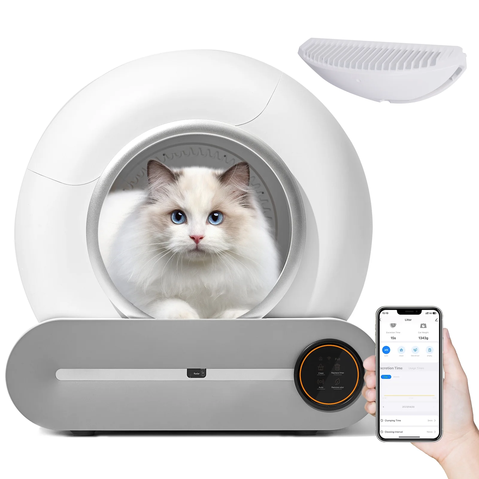 TAKOYI Automatic Cat Litter Box, Self Cleaning Scooping and Odor Removal, App Control Support WiFi, Intelligent Radar Smart Auto Litter Box with Liner