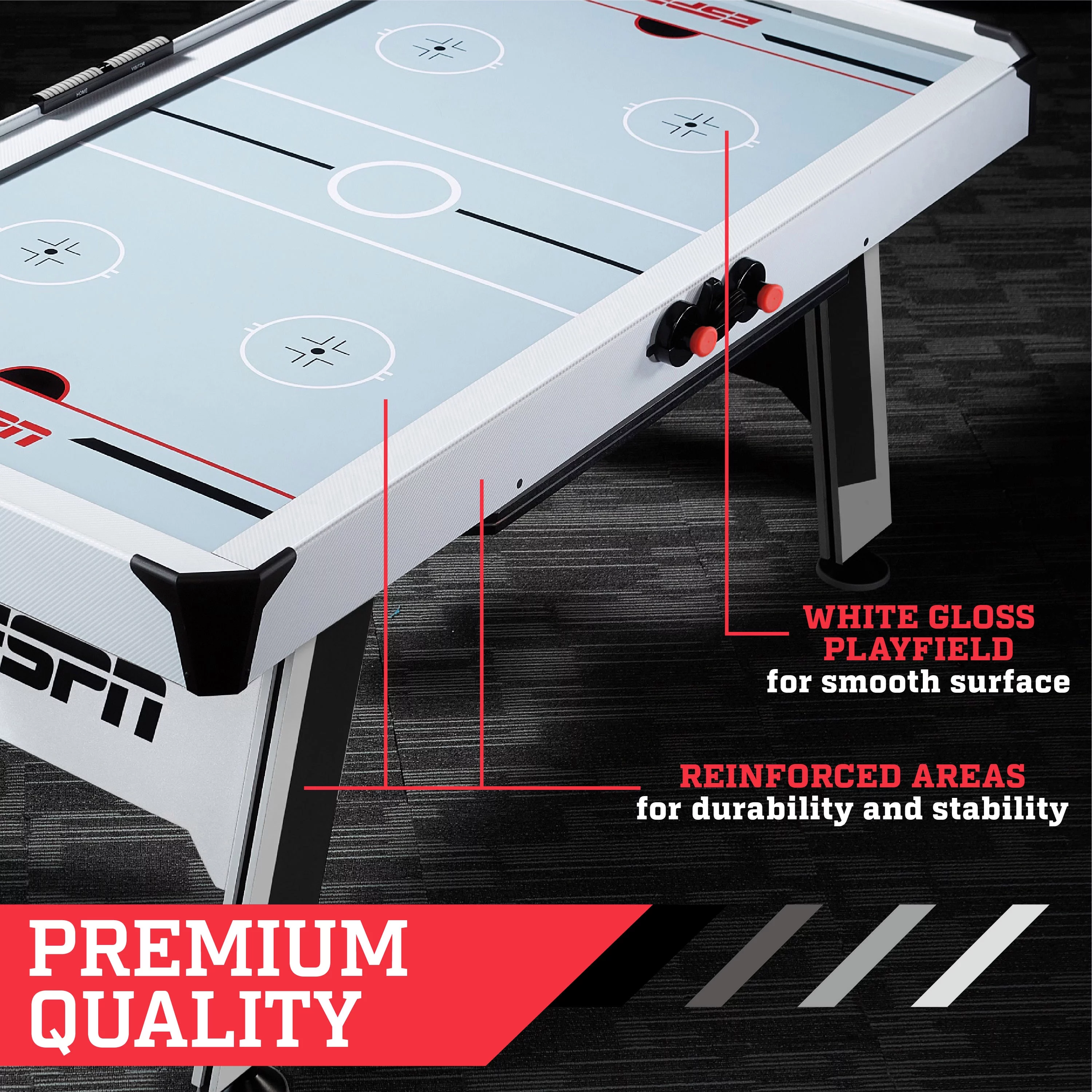 ESPN 6′ Arcade Air Powered Hockey Table and Tennis Top 2-in-1, Combo Game with Accessories, 72 inch x 37 inch x 32 inch