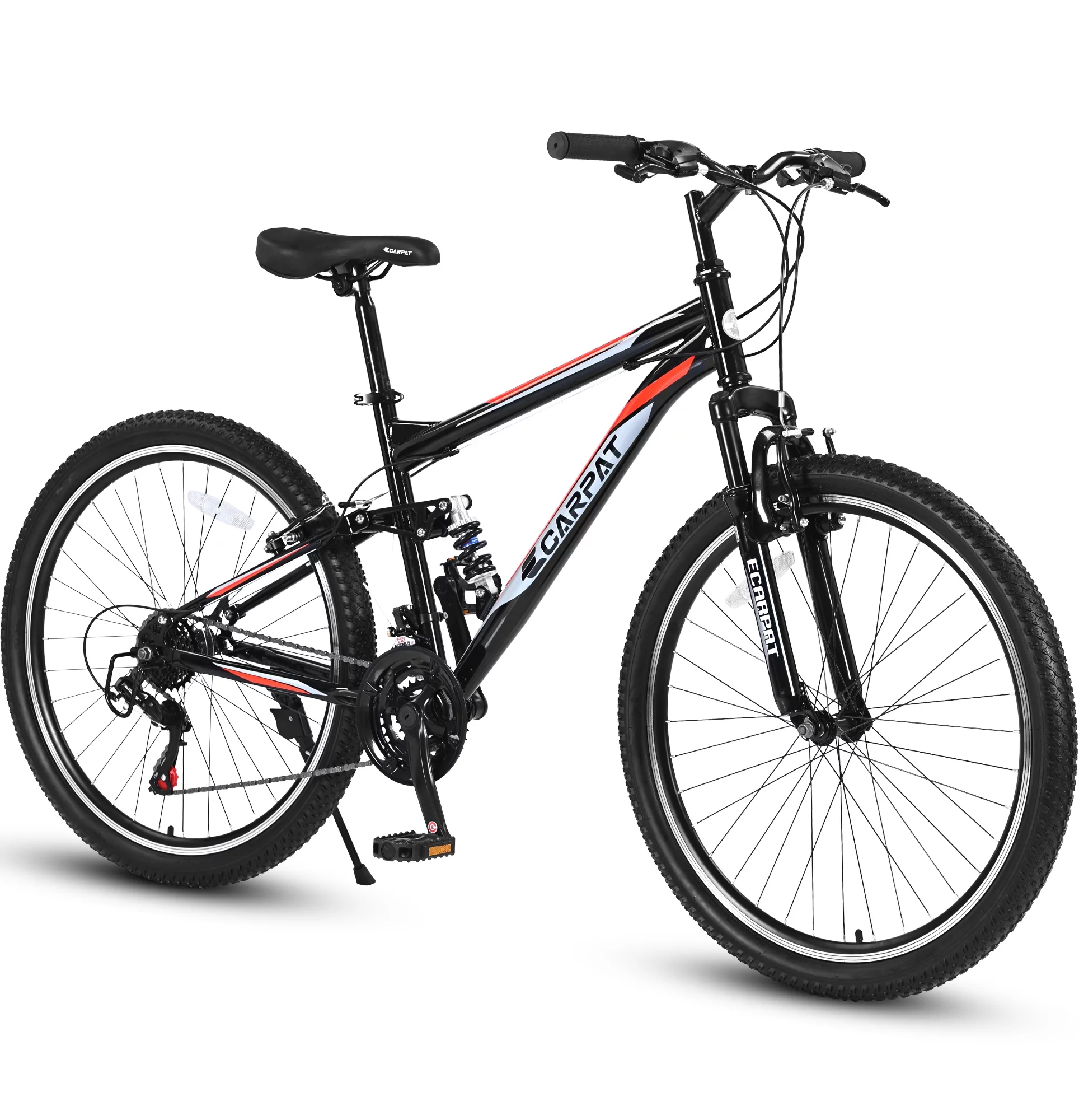 Full Suspension Mens Mountain Bike, 26 inch Bike for Men Women, Black