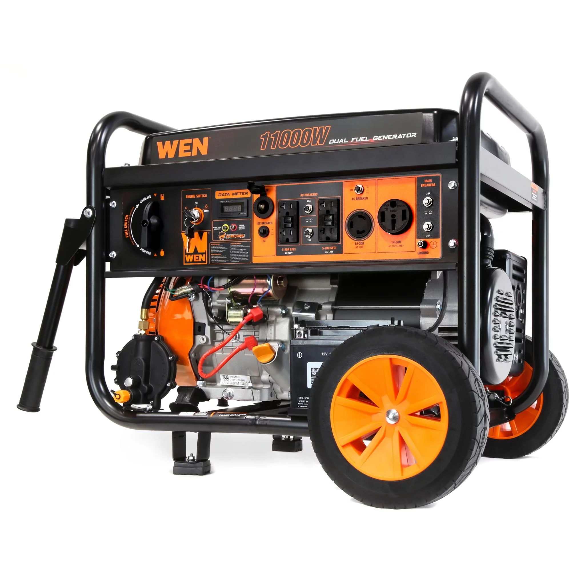 WEN 11000-Watt 120-Volt/240-Volt Dual Fuel Transfer-Switch Ready Electric Start Portable Generator with Wheel Kit and CO Shutdown Sensor