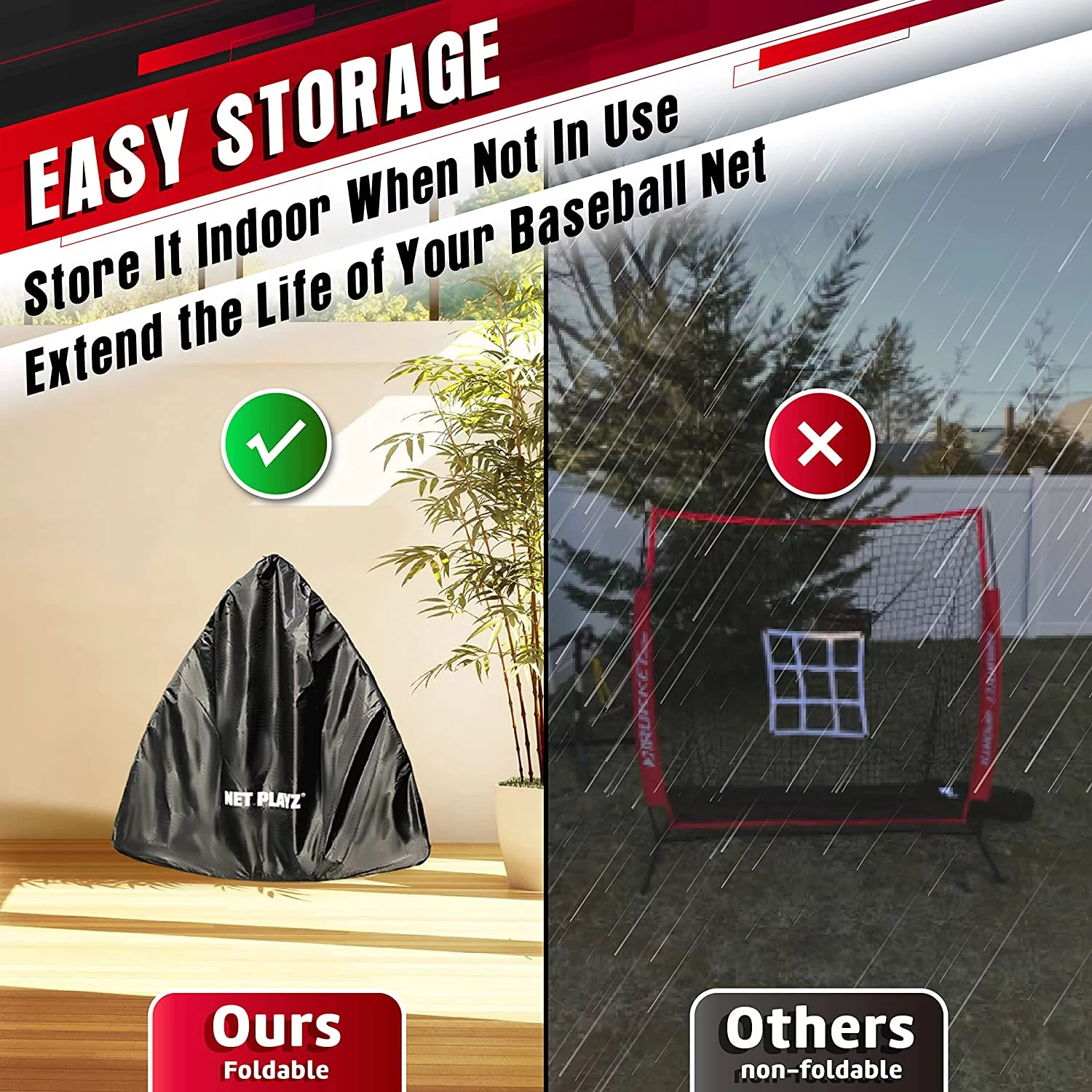 5′ x 5′ Baseball & Softball Practice Hitting & Pitching Net similar to Bow Frame, Great for All Skill Levels