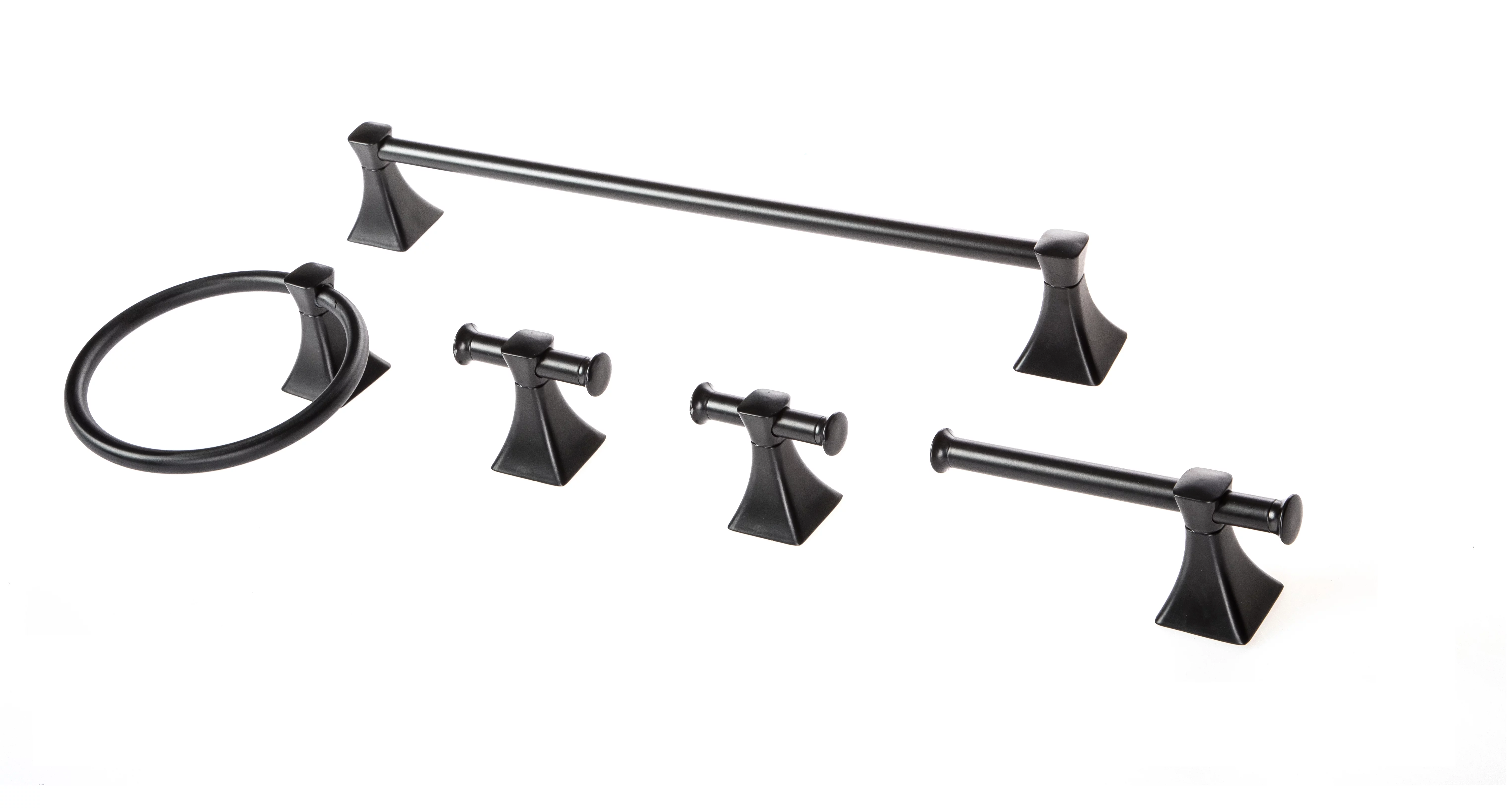 Better Homes & Gardens Steel 5PC Bath Hardware and Towel Holder Set Matte Black