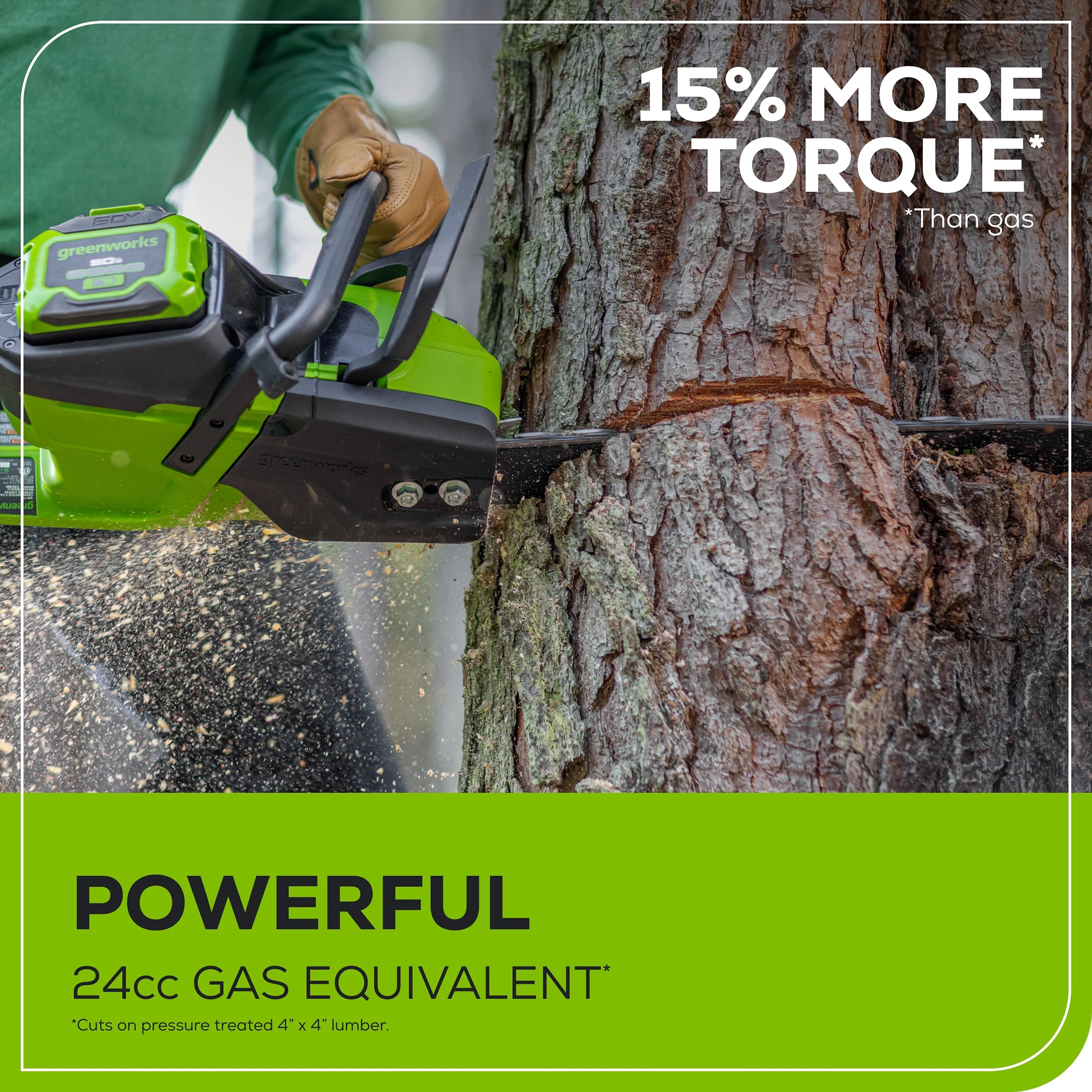 Greenworks 60V 14?? 1.2kW Chainsaw with 2.5 Ah Battery & 3 Amp Charger 2028702