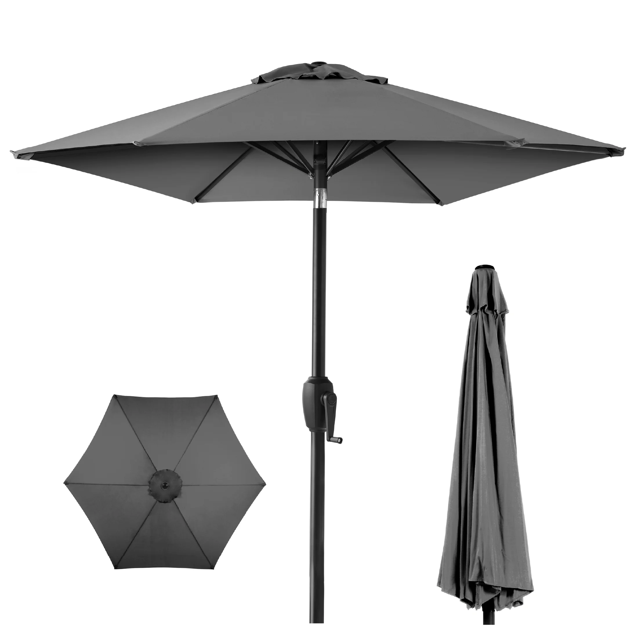 Best Choice Products 7.5ft Heavy-Duty Outdoor Market Patio Umbrella w/ Push Button Tilt, Easy Crank, Tan