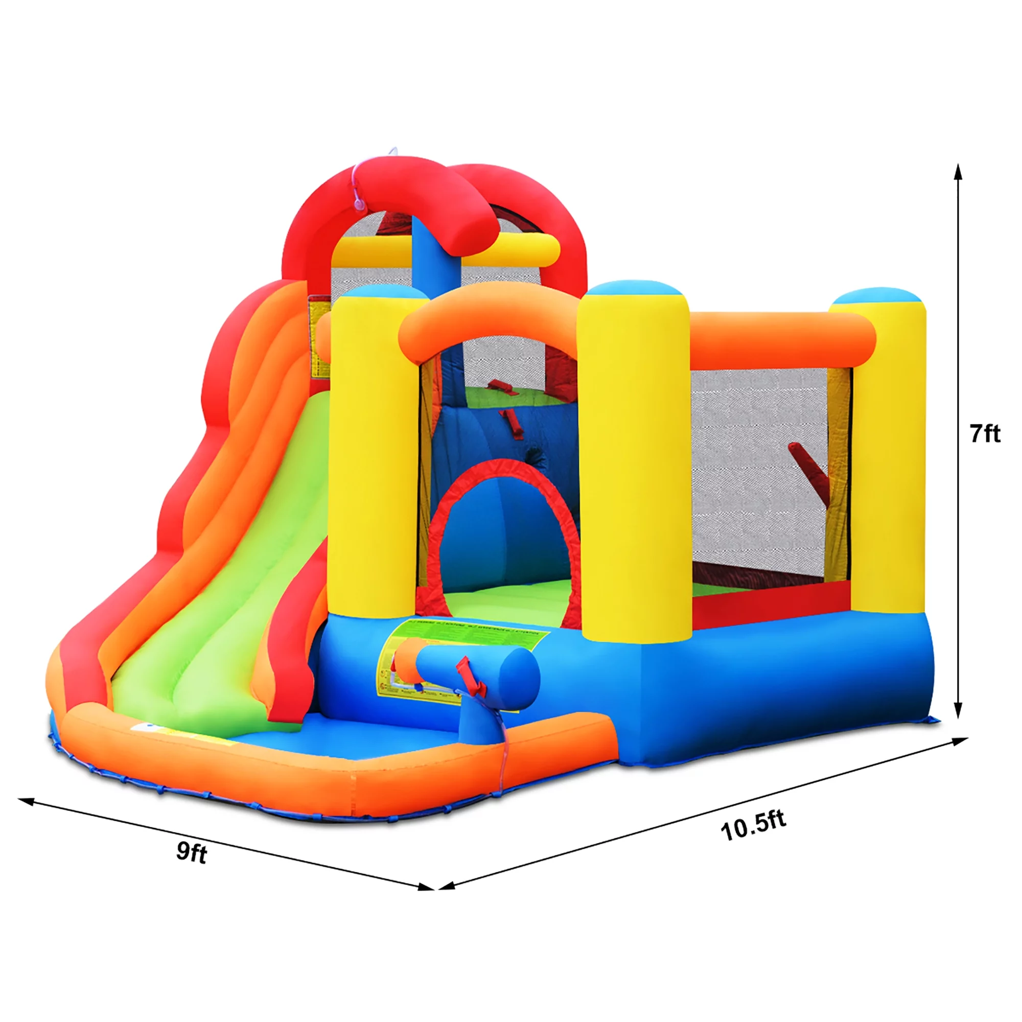 Costway Inflatable Bounce House Water Slide w/ Climbing Wall Splash Pool Water Cannon