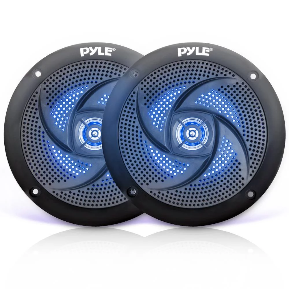 Pyle PLMRS63BL 6.5 Inch Waterproof Low Profile Marine Speakers, Black (2 Pack)