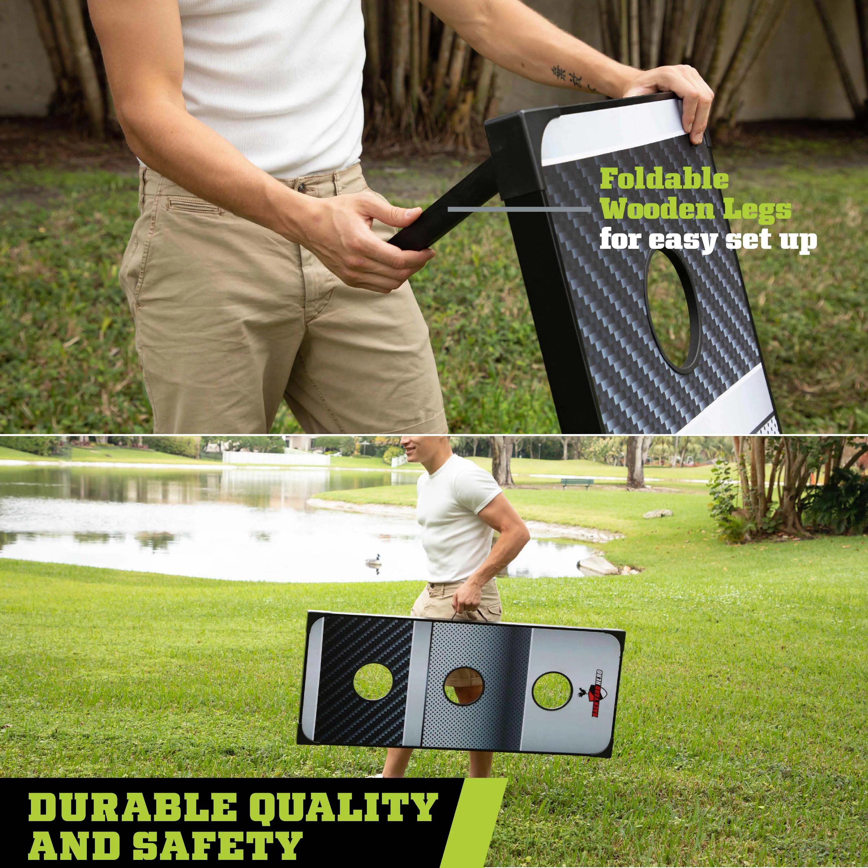 Backyard Hero Outdoor 48?? Target Toss 2-in-1 Boards, Corn Hole, and Washer Toss Games