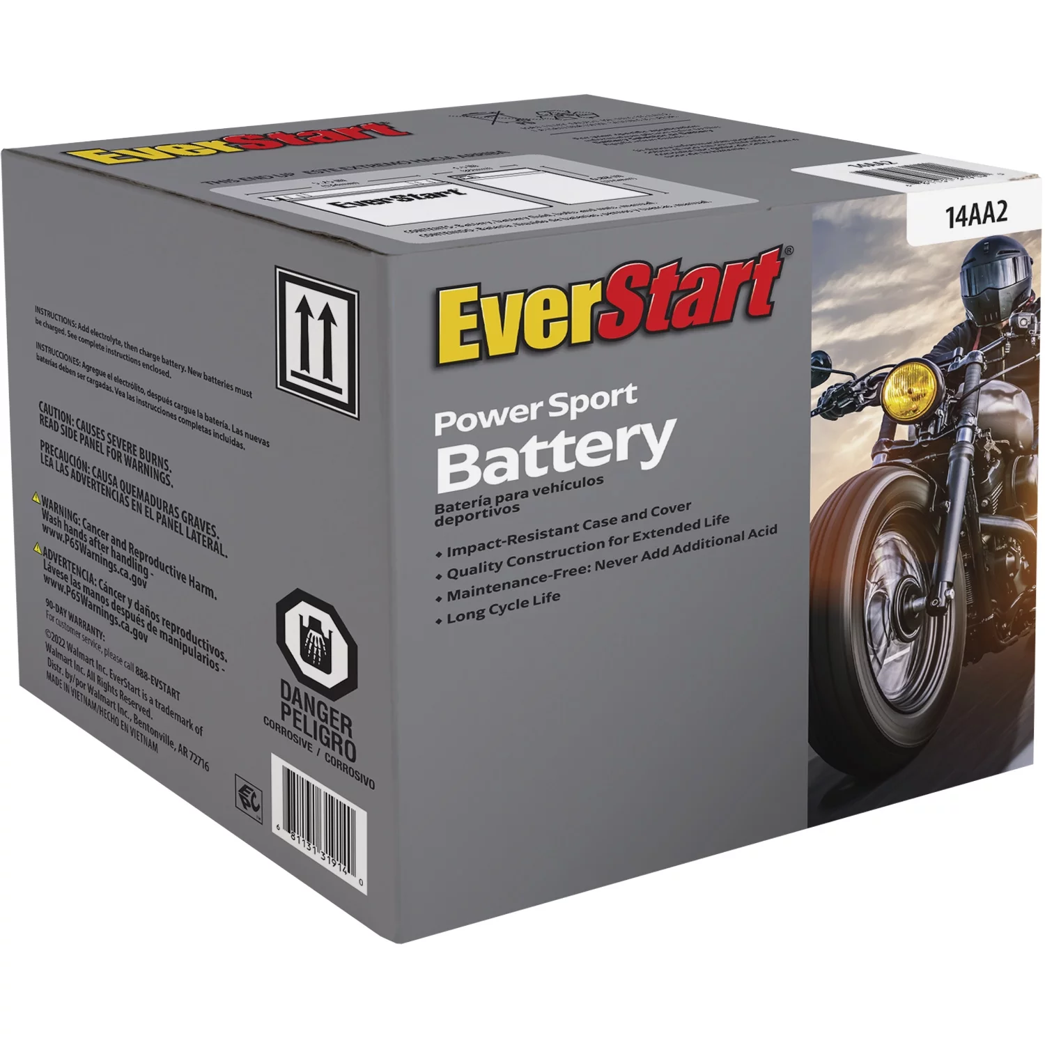 EverStart Lead Acid Power Sport Battery, Group Size 14AA2 12 Volt, 190 CCA