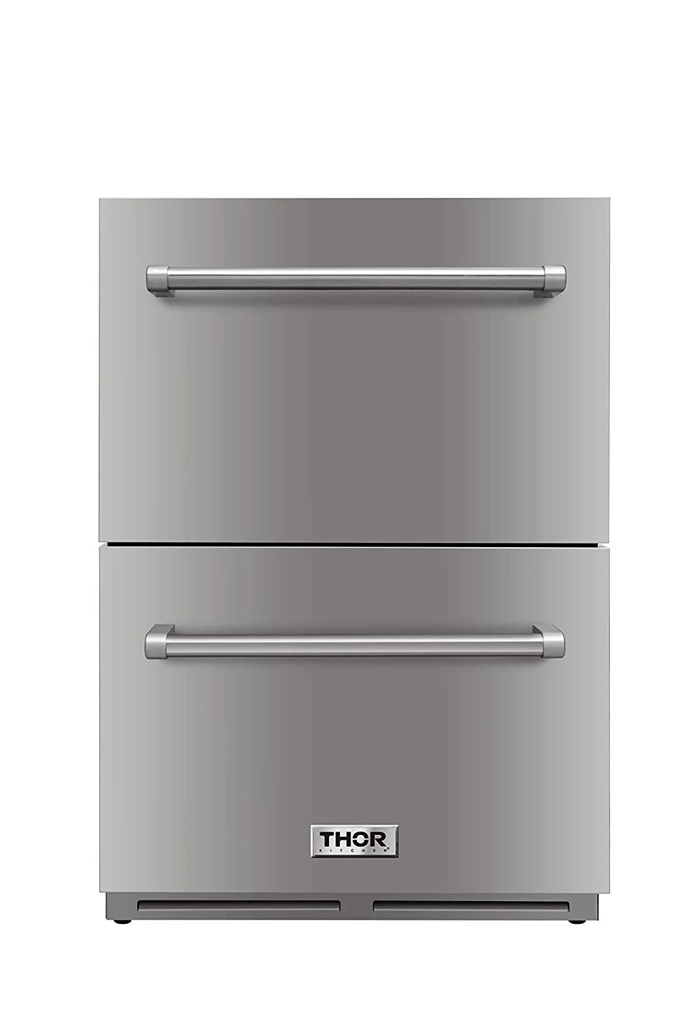 thor kitchen 24″ indoor and outdoor double drawer under-counter refrigerator in stainless steel 5.3cu.ft trf2401u