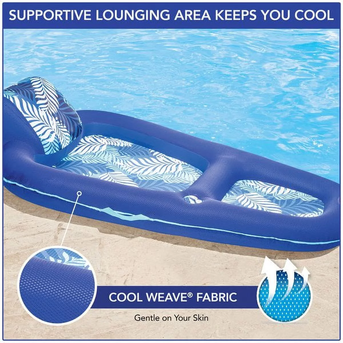 Aqua 2-in-1 Oversized Tanner & Recliner for Adults, Pool Float, Blue