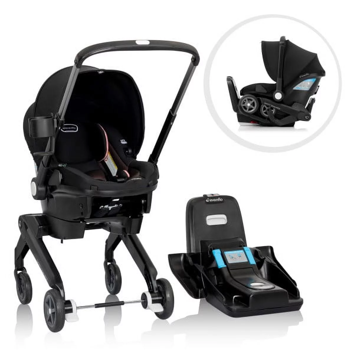 Evenflo Shyft DualRide Infant Car Seat and Stroller Combo (Beaufort Black), Unisex