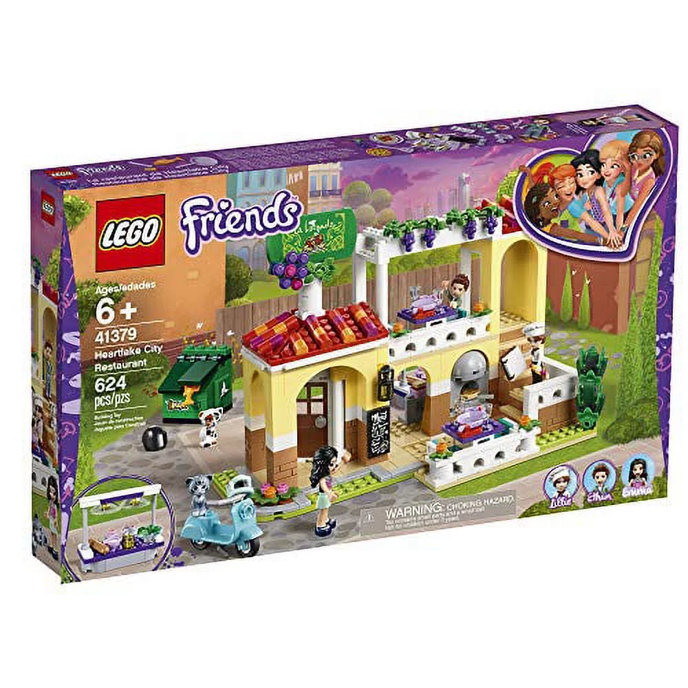 LEGO Friends Heartlake City Restaurant 41379 Restaurant Playset with Mini Dolls and Toy Scooter for Pretend Play, Cool Building Kit Includes Toy Kitchen, Pizza Oven and More (624 Pieces)