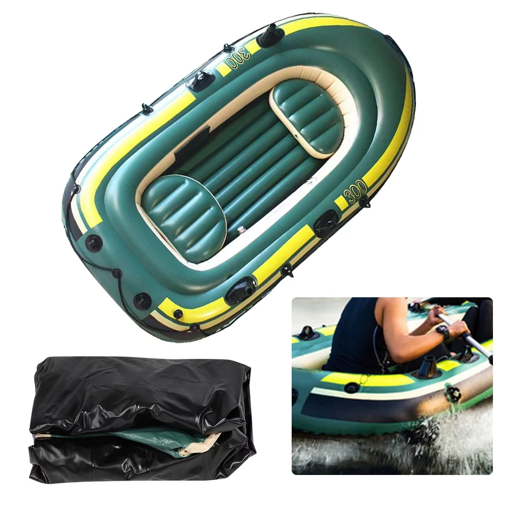 Green PVC Inflatable Three Person Rowing Air Boat Fishing Drifting Diving Tool