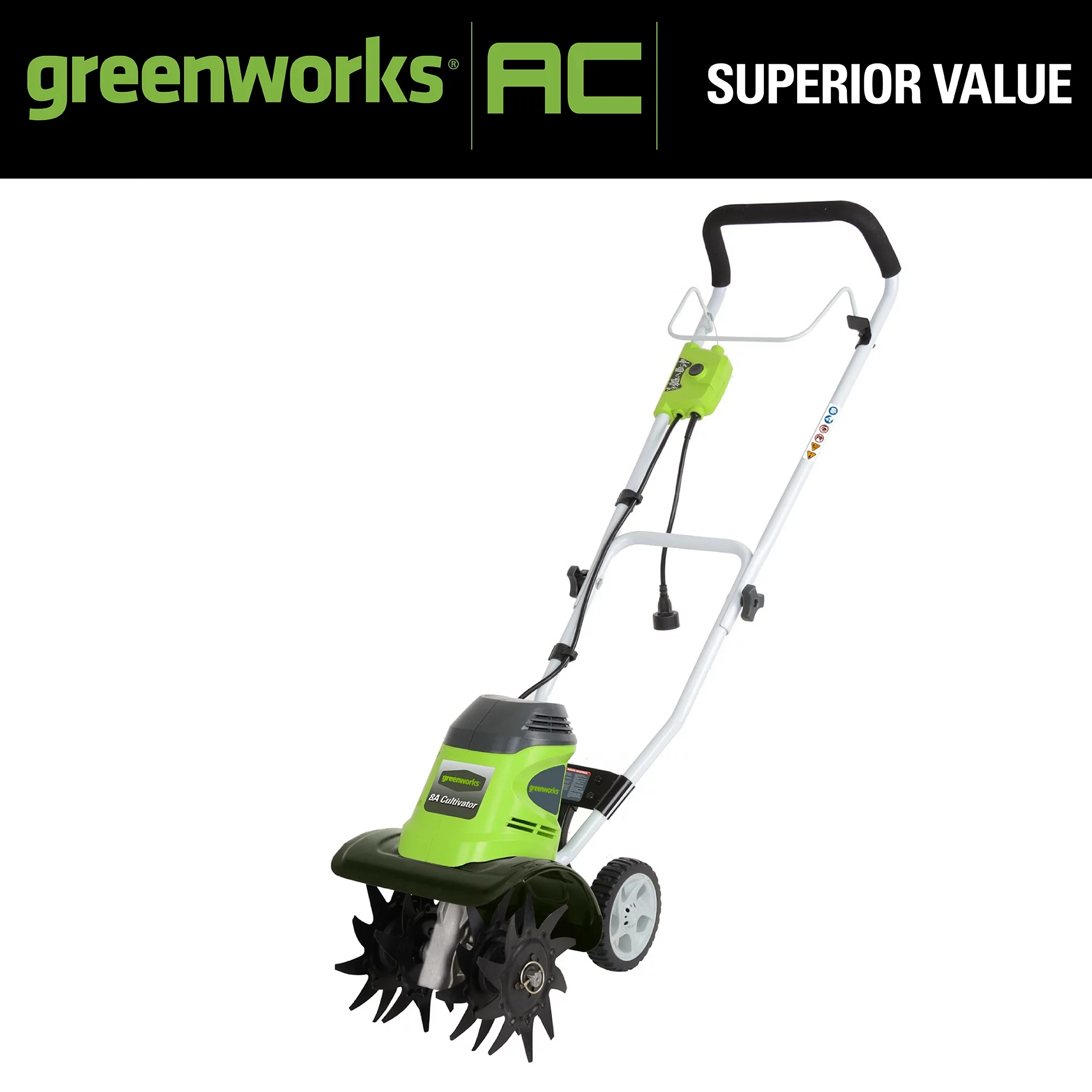 Greenworks 8 Amp 10-inch Corded Electric Cultivator/Tiller, 27072