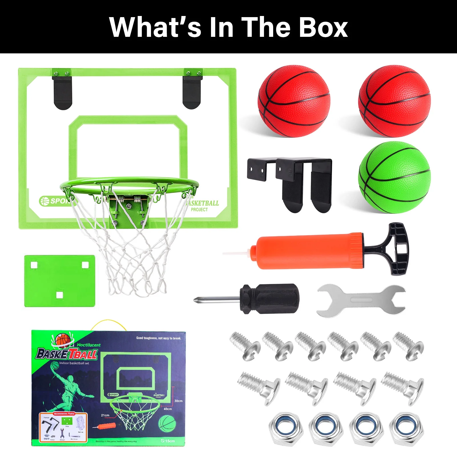 Mini Basketball Hoop Over the Door Glow in The Dark Indoor Basketball Hopp Christmas Birthday Gift for Kids Boys and Girls