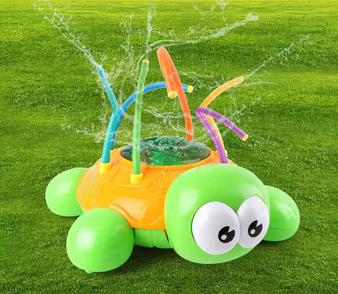 2CFun Sprinkler Toy for kids Water Fun Splash Play Toy Children Spinning Spray Turtle Outdoor Toys for Yard gift for Toddlers Boys Girls