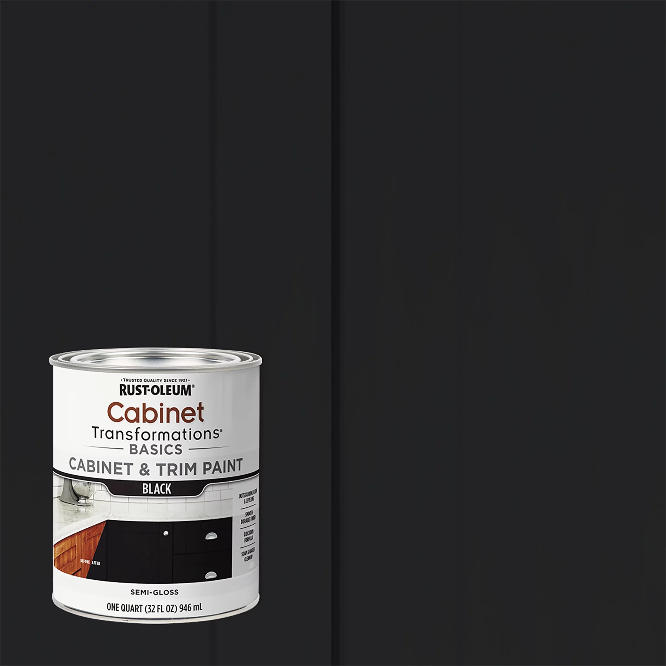 Dark Gray, Rust-Oleum Transformations Semi-Gloss Cabinet & Trim Paint-372010, Quart