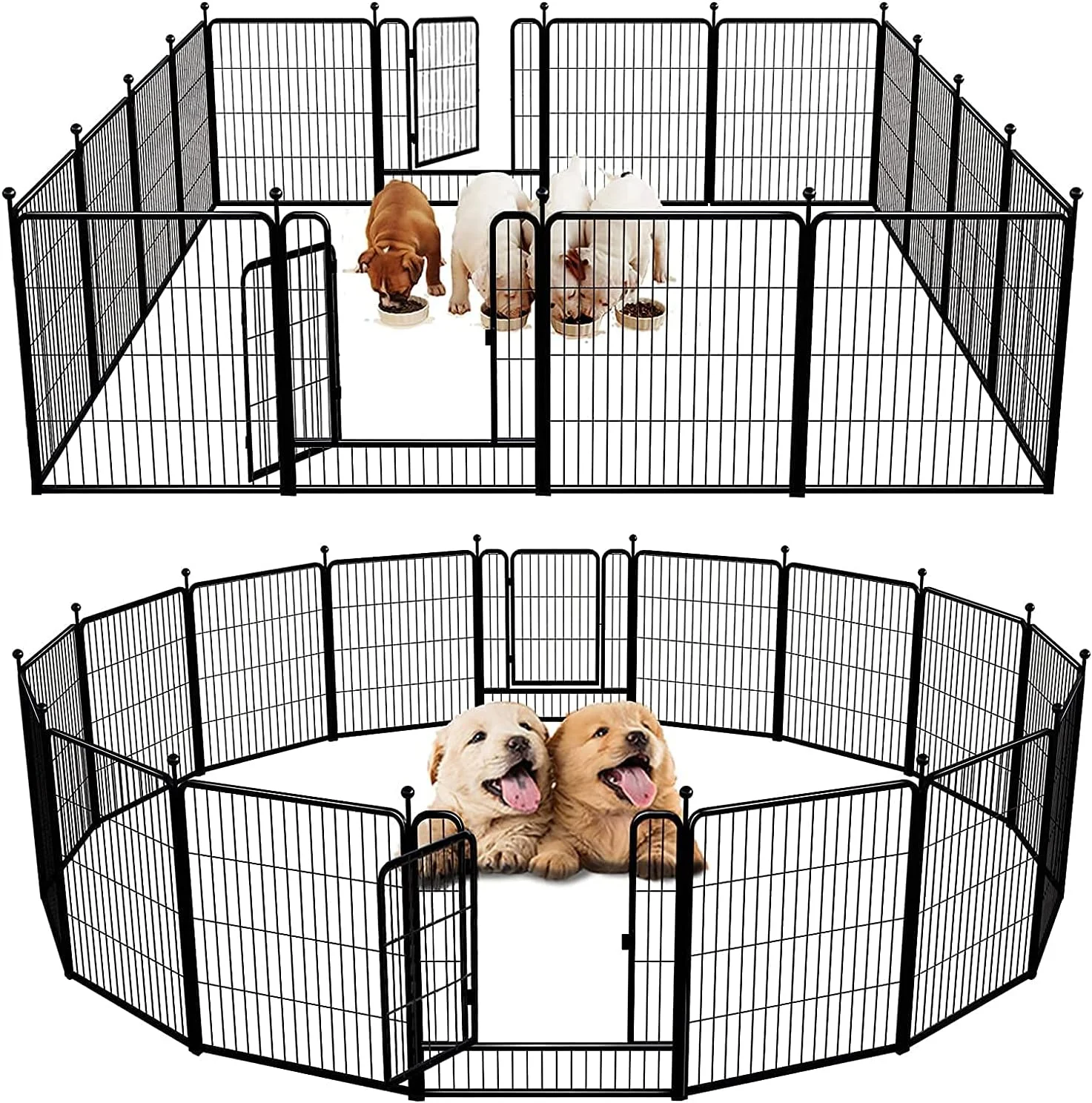 FXW Rollick Dog Playpen Outdoor,16 Panels 32″ Height Dog Fence Exercise Pen with Doors for Large/Medium/Small Dogs, Pet Puppy Playpen for RV, Camping, Yard