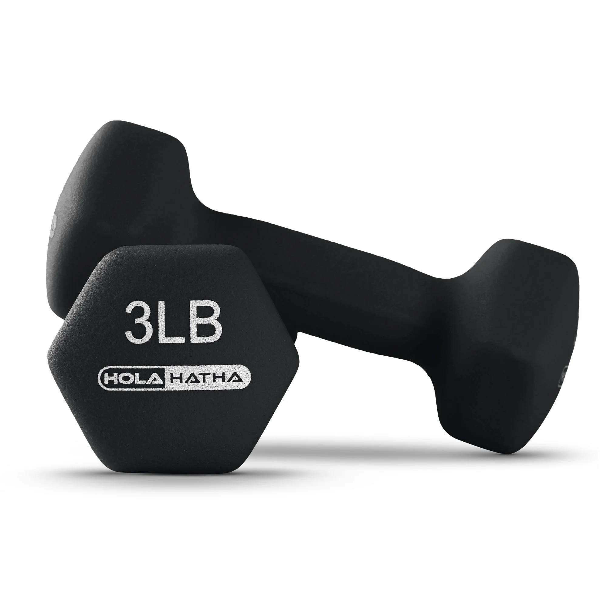 HolaHatha 3, 5, 8, 10, and 12 Pound Neoprene Dumbbell Weight Set, Black