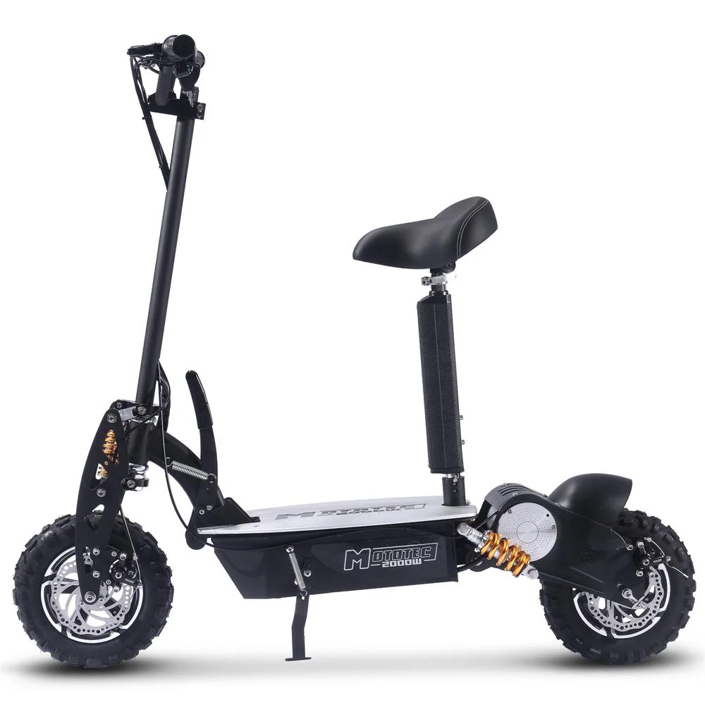 MotoTec 2000w 48v Stand Up Electric Scooter with Seat Black