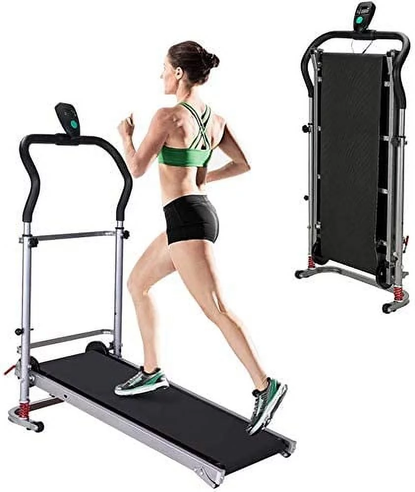 INTBUYING Walking Running Exercise Machine Foldable Non-electric Treadmill Gym Fitness for Home Exercise