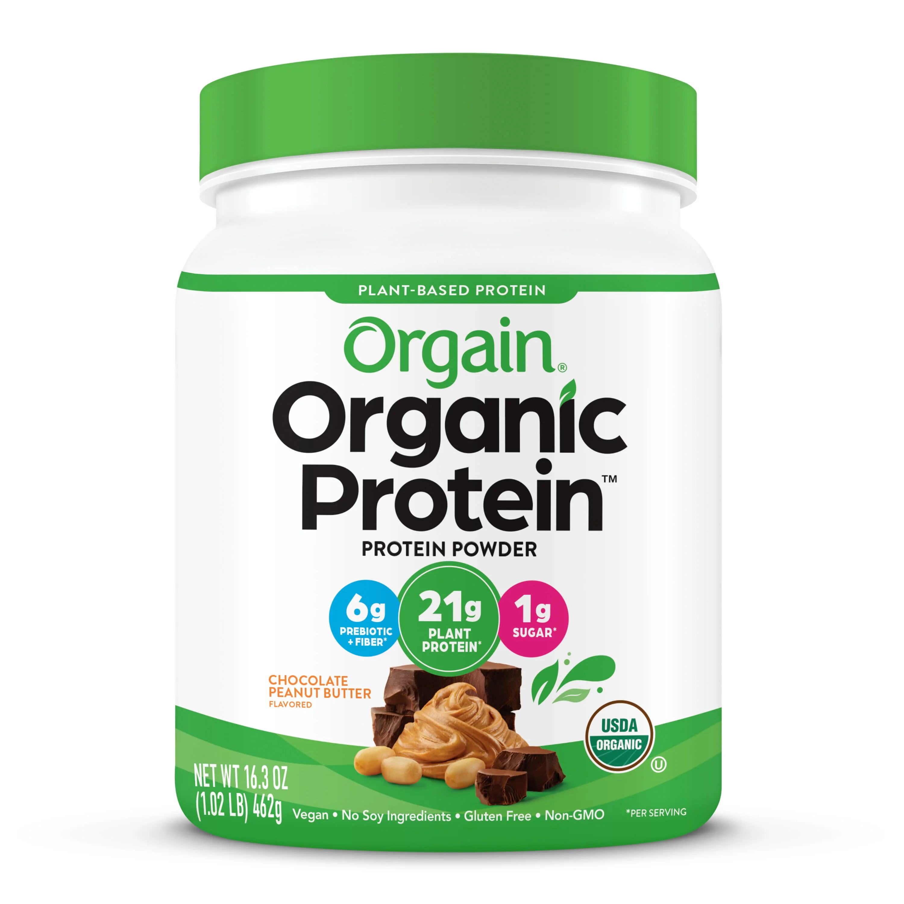 Orgain Organic Vegan 21g Protein Powder, Plant Based, Chocolate Peanut Butter 1.02lb